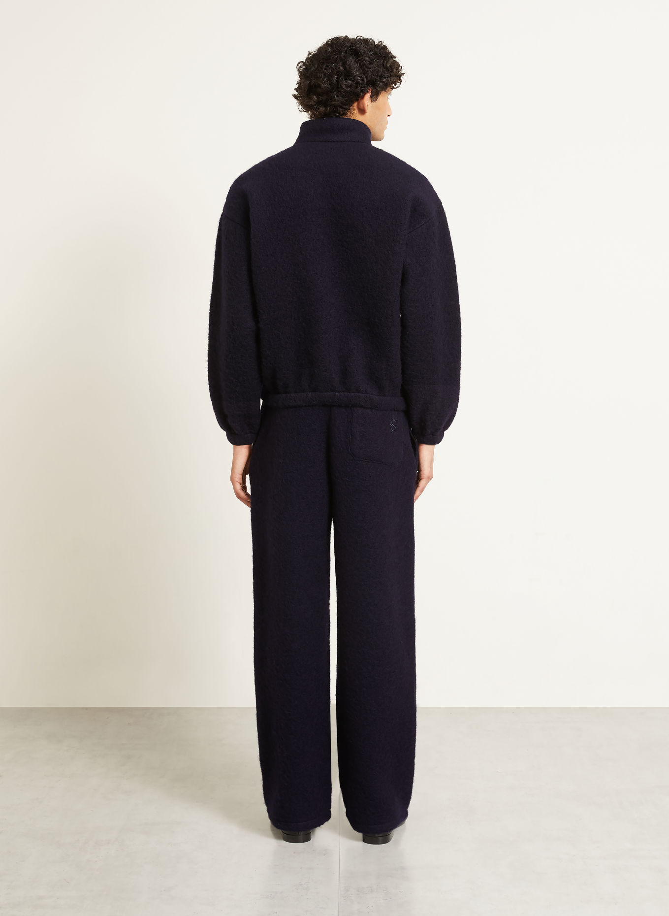 JIL SANDER Pull col zippé: BLEU FONCÉ