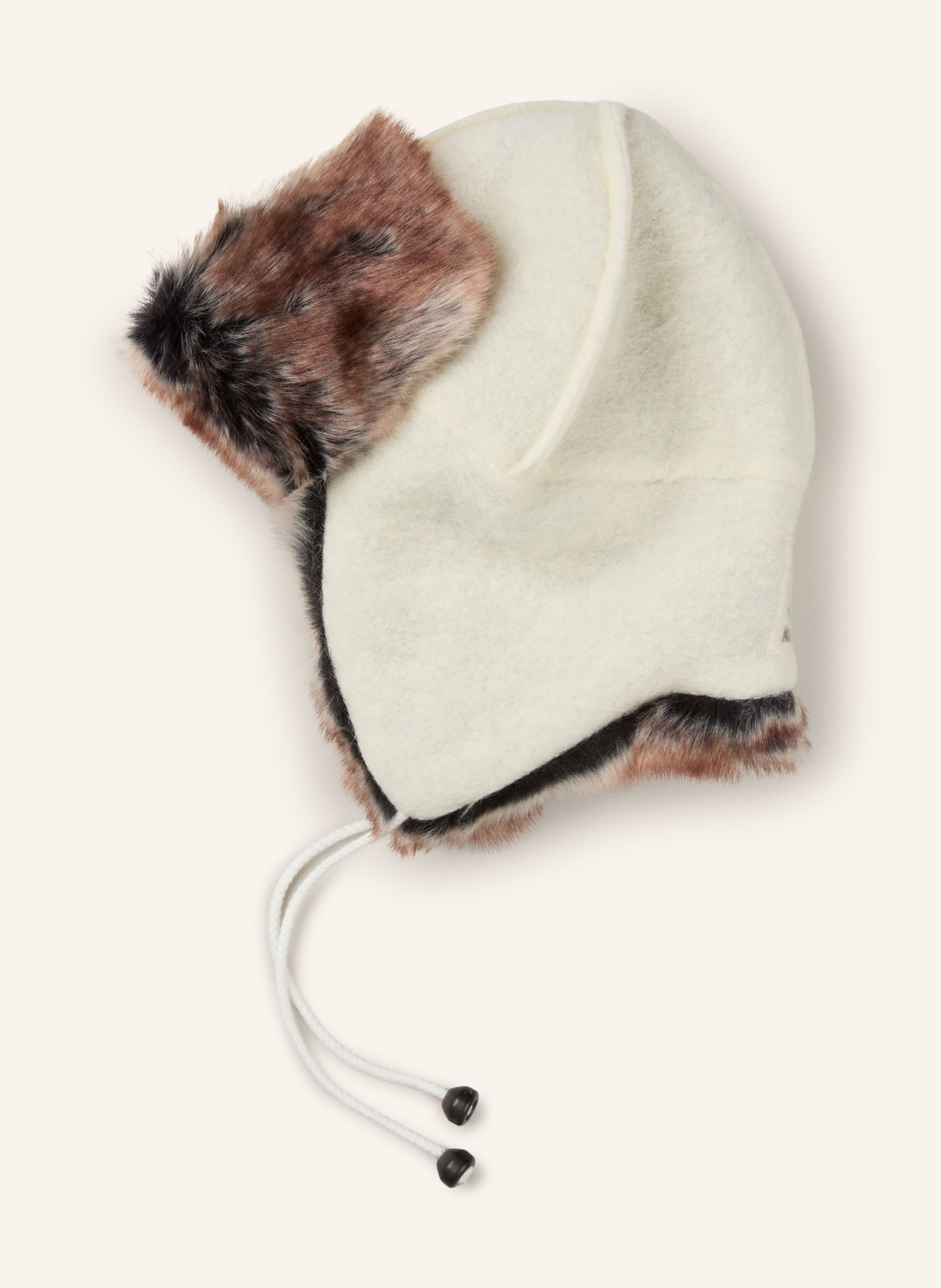 66°NORTH KALDI ARTIC Hat with Faux Fur: ECRU / BROWN
