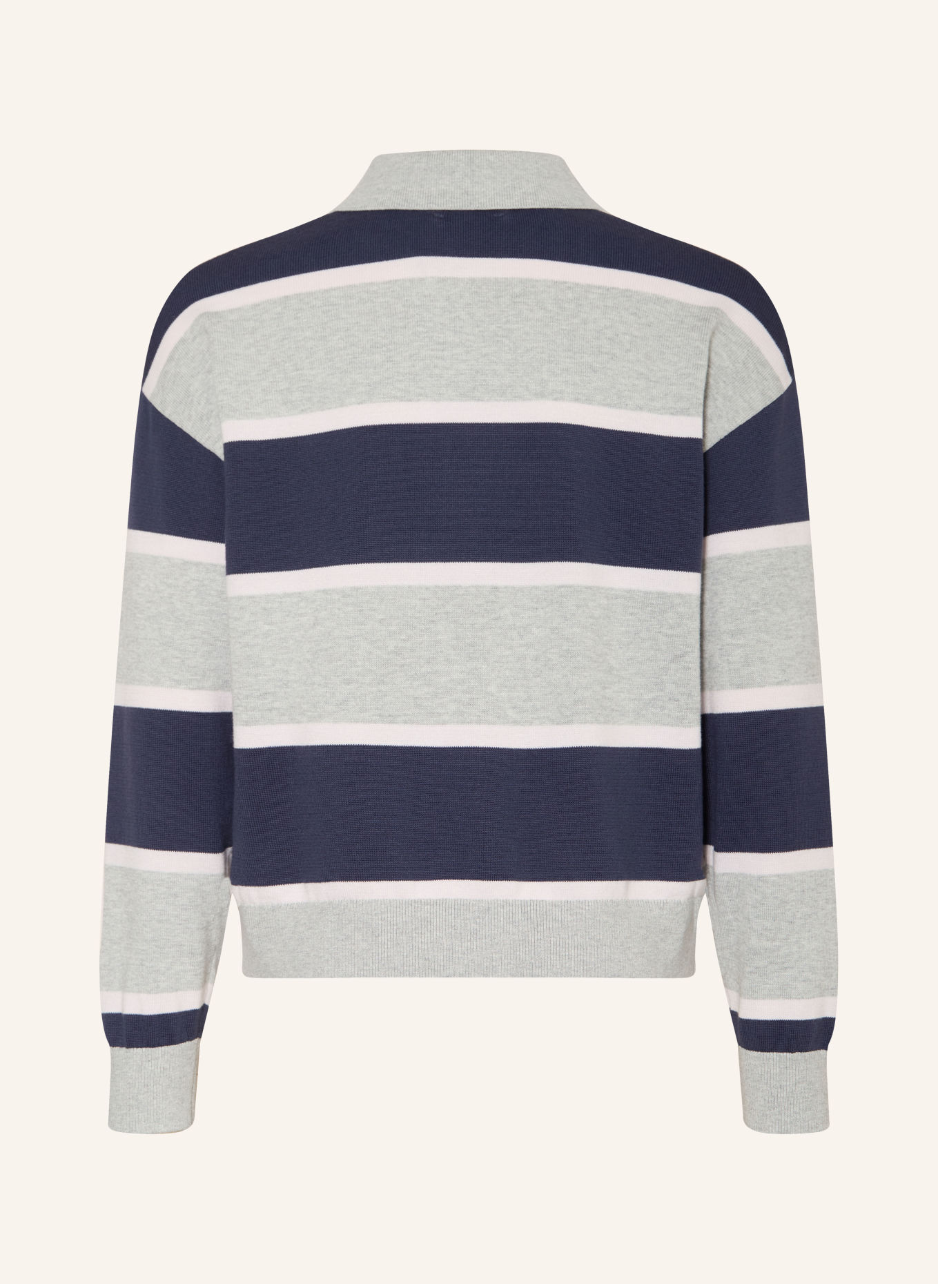 Calvin Klein Strick-Poloshirt: GRAU / DUNKELBLAU / WEISS