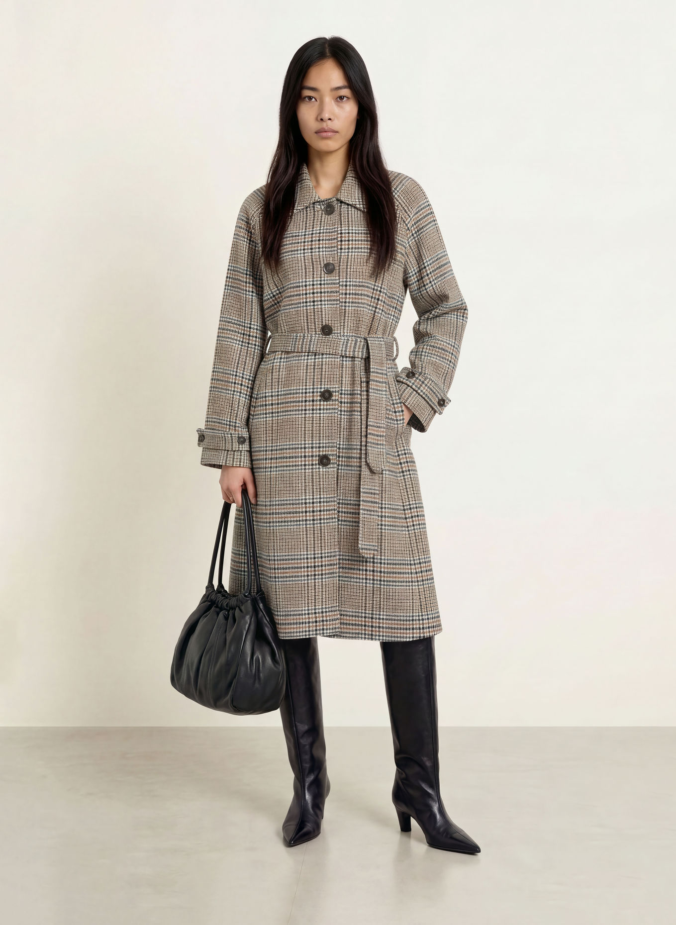 MOS MOSH Mantel MMSELESTINE: BEIGE / BRUIN / ZWART
