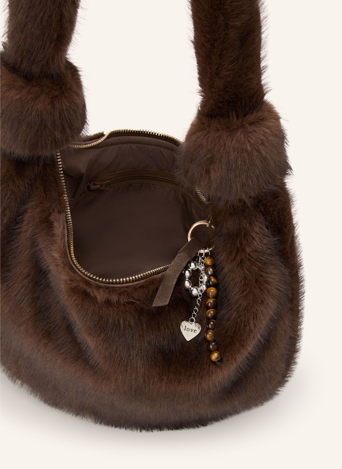 MOS MOSH Sac à bandoulière MMCIA en fausse fourrure: MARRON FONCÉ