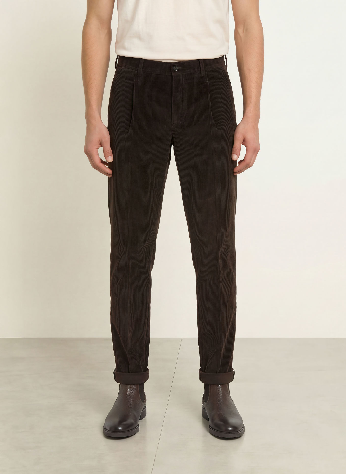 PT TORINO Cordchino Extra Slim Fit: MARRON FONCÉ