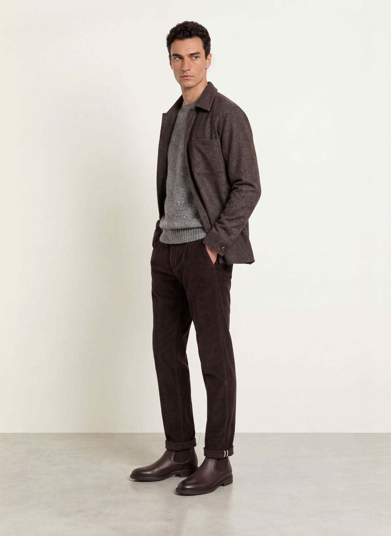 PT TORINO Cordchino Extra Slim Fit: MARRON FONCÉ