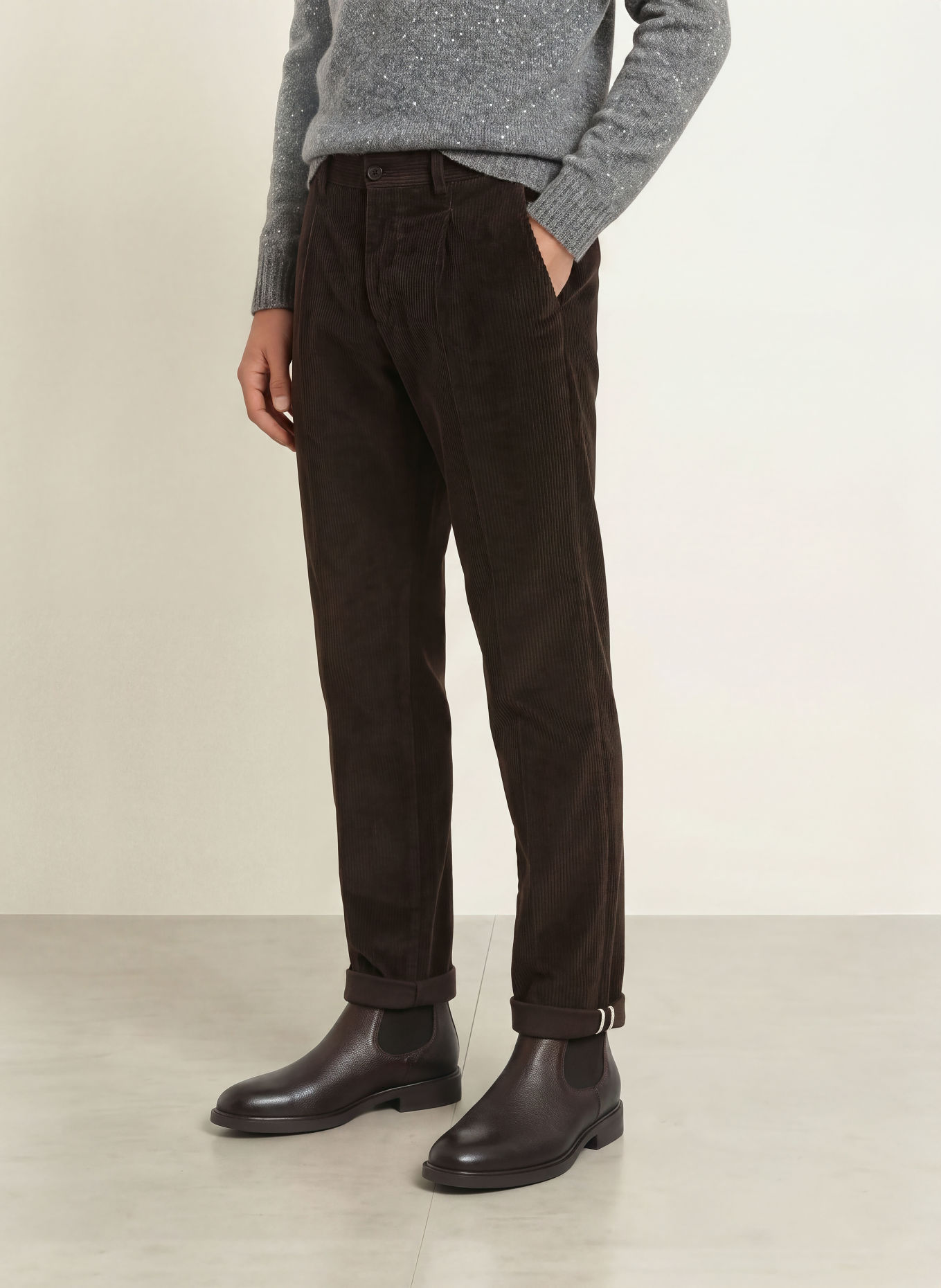 PT TORINO Cordchino Extra Slim Fit: MARRON FONCÉ