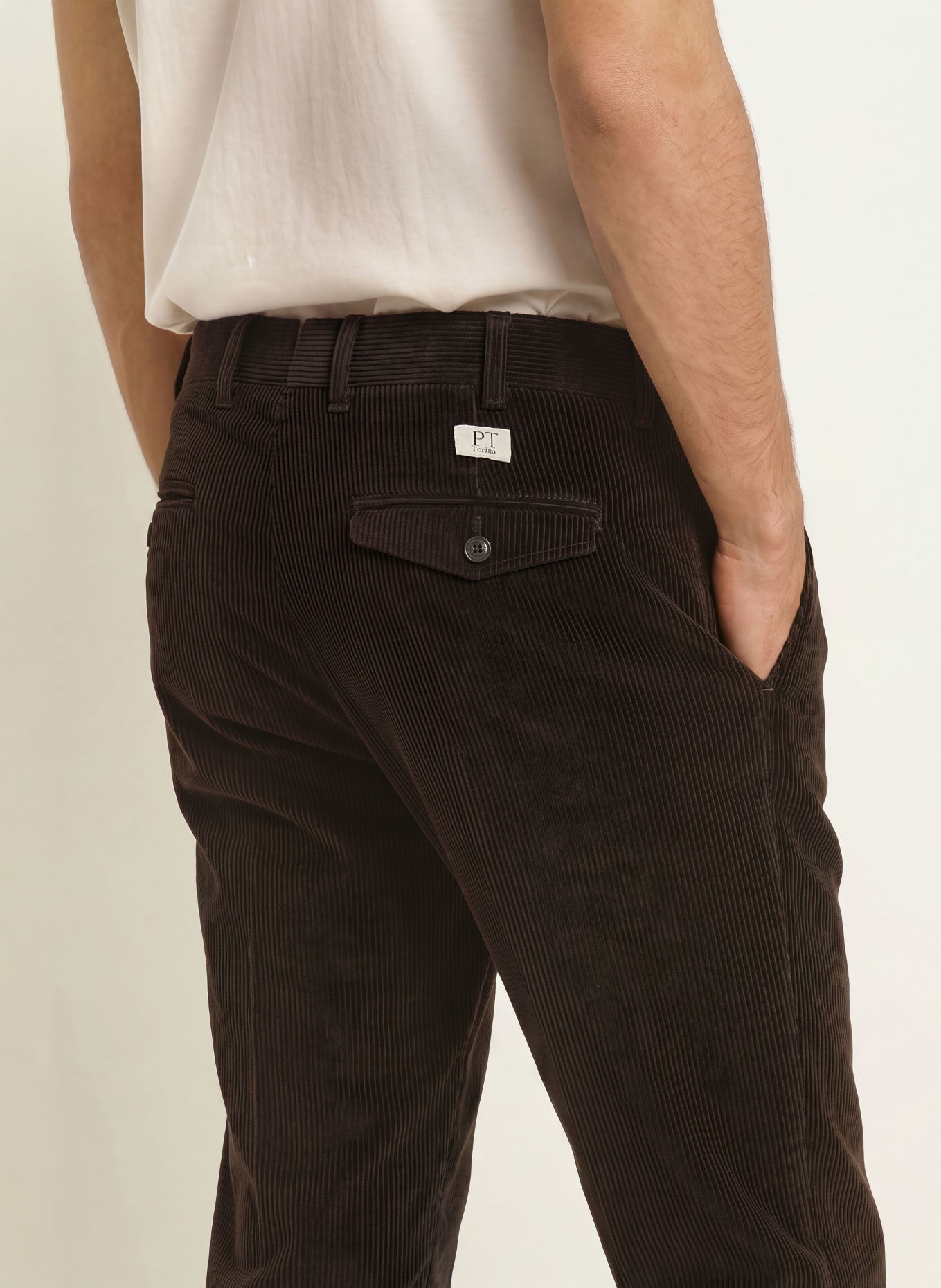 PT TORINO Cordchino Extra Slim Fit: MARRON FONCÉ