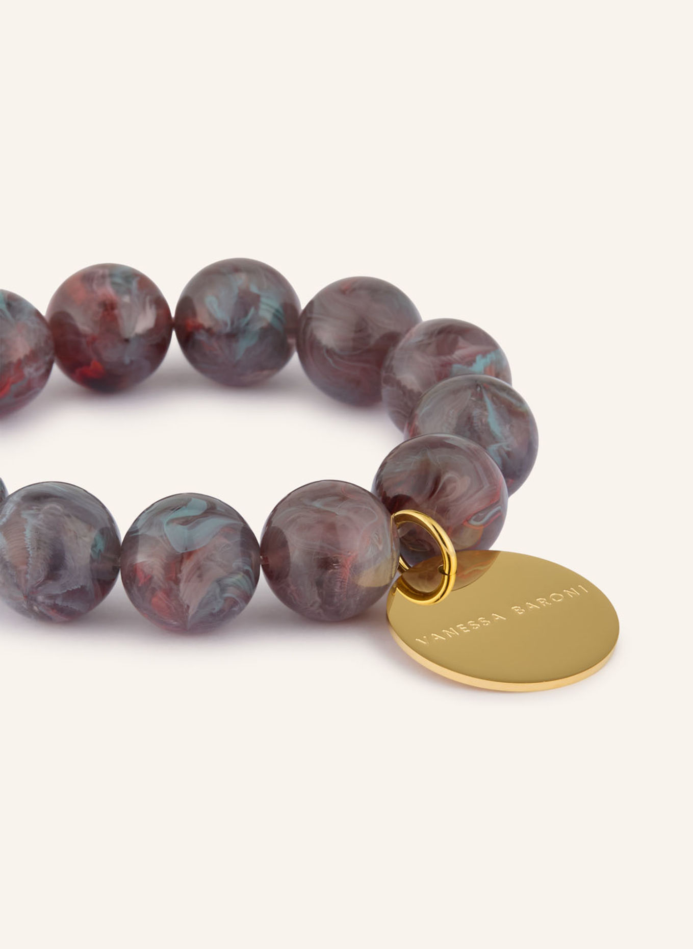 VANESSA BARONI BEADS FLEX Bracelet: DARK GRAY / GOLD