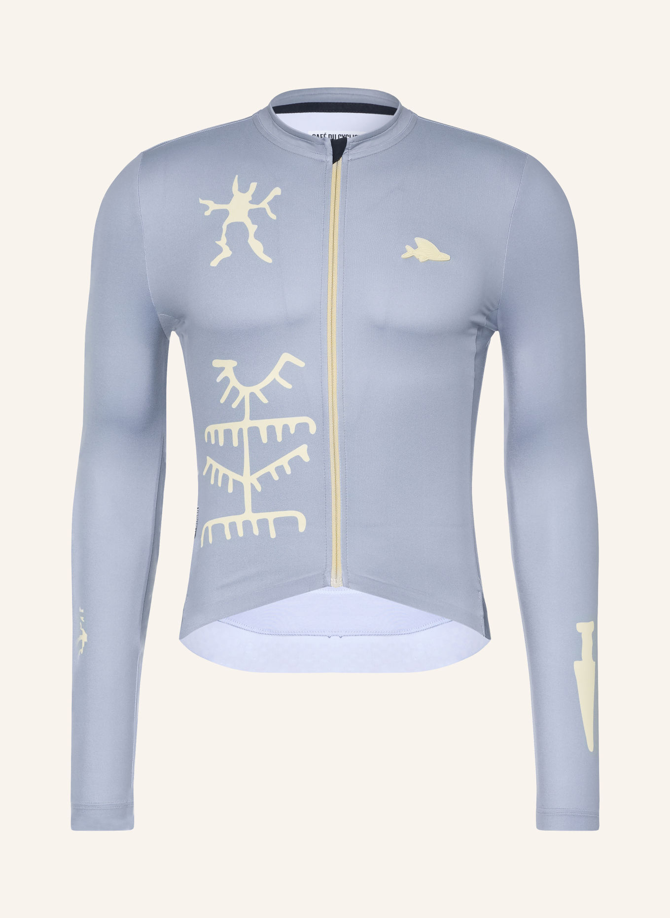 CAFÉ DU CYCLISTE Fietstricot CONSTANCE: BLAUWGRIJS / LICHTGEEL