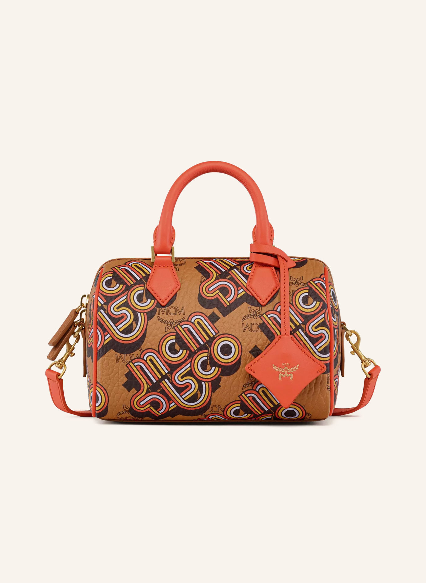 MCM ELLA SMALL Handbag: COGNAC / GOLD / ORANGE