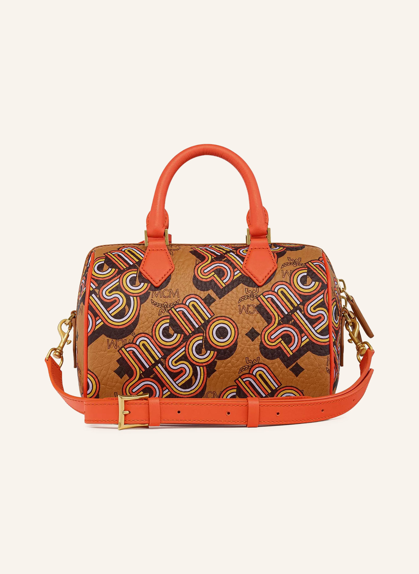MCM ELLA SMALL Handbag: COGNAC / GOLD / ORANGE