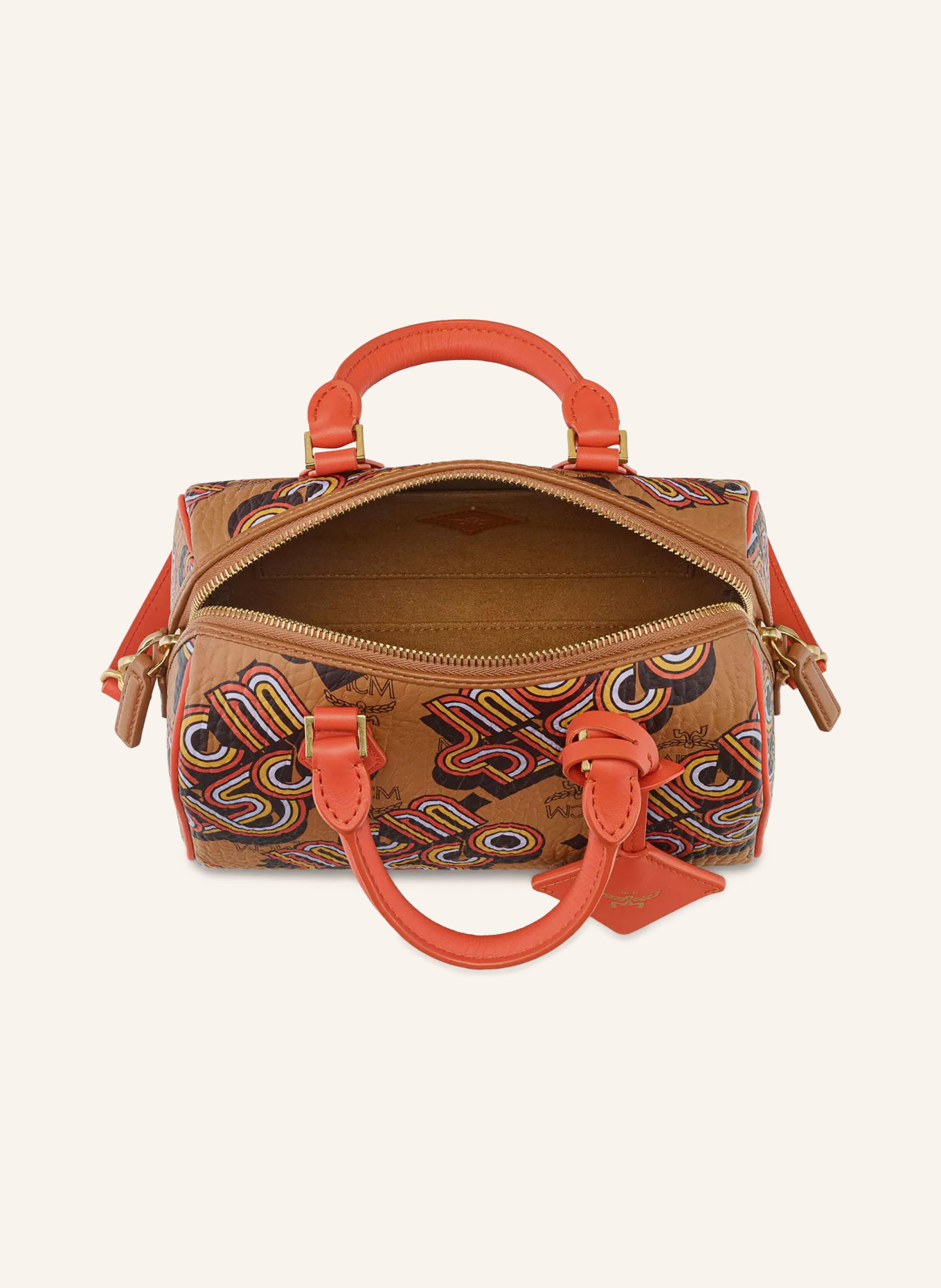 MCM ELLA SMALL Handbag: COGNAC / GOLD / ORANGE