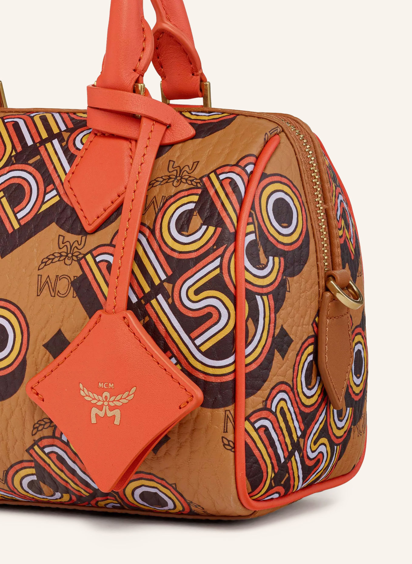 MCM ELLA SMALL Handbag: COGNAC / GOLD / ORANGE