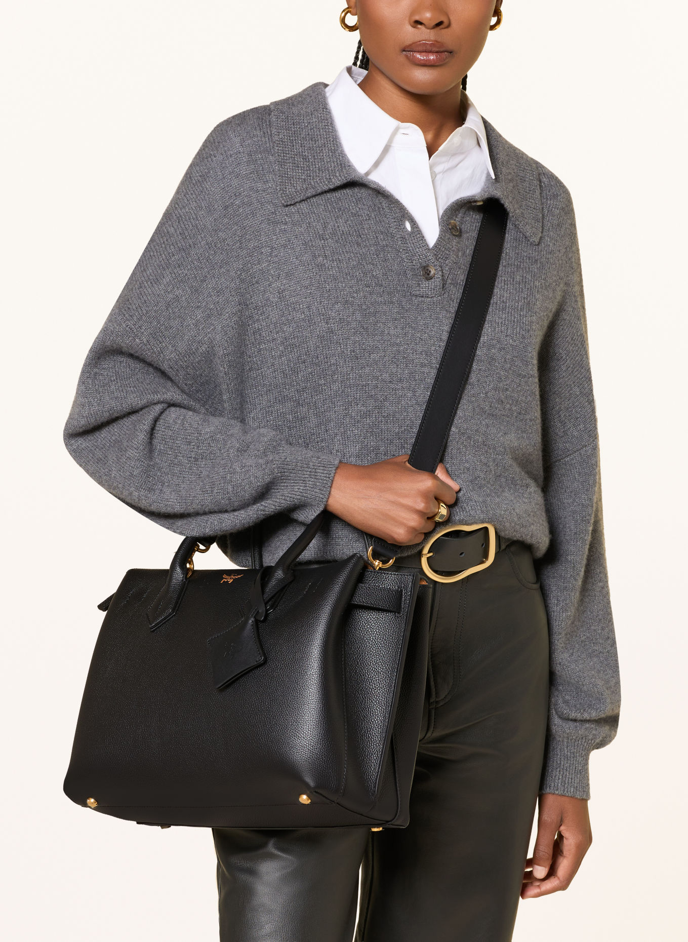 MCM MILLA MEDIUM Crossbody Bag: BLACK / GOLD