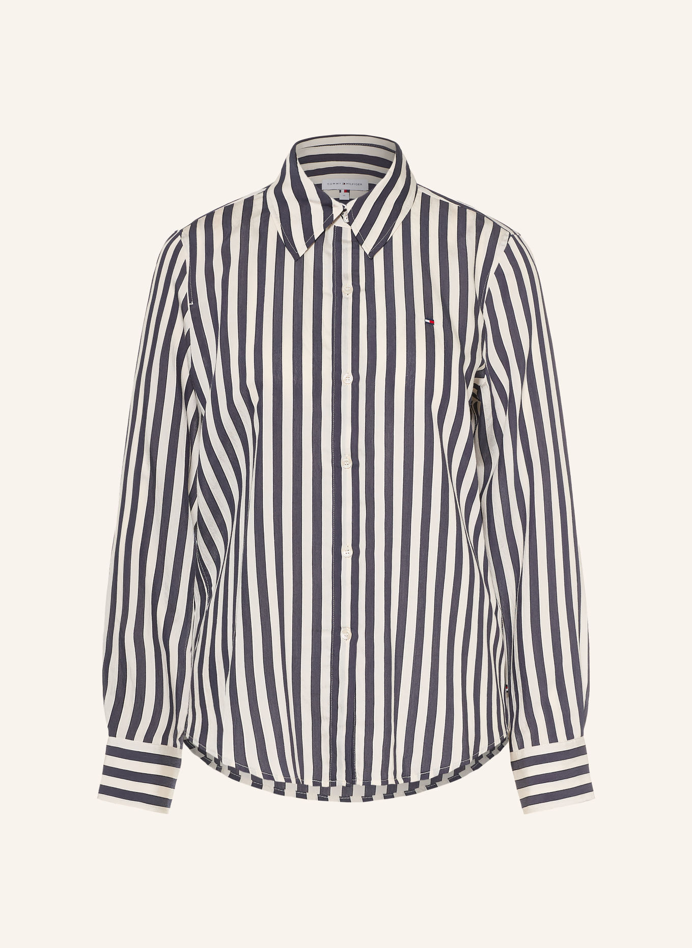 TOMMY HILFIGER Hemdbluse: DUNKELBLAU / ECRU