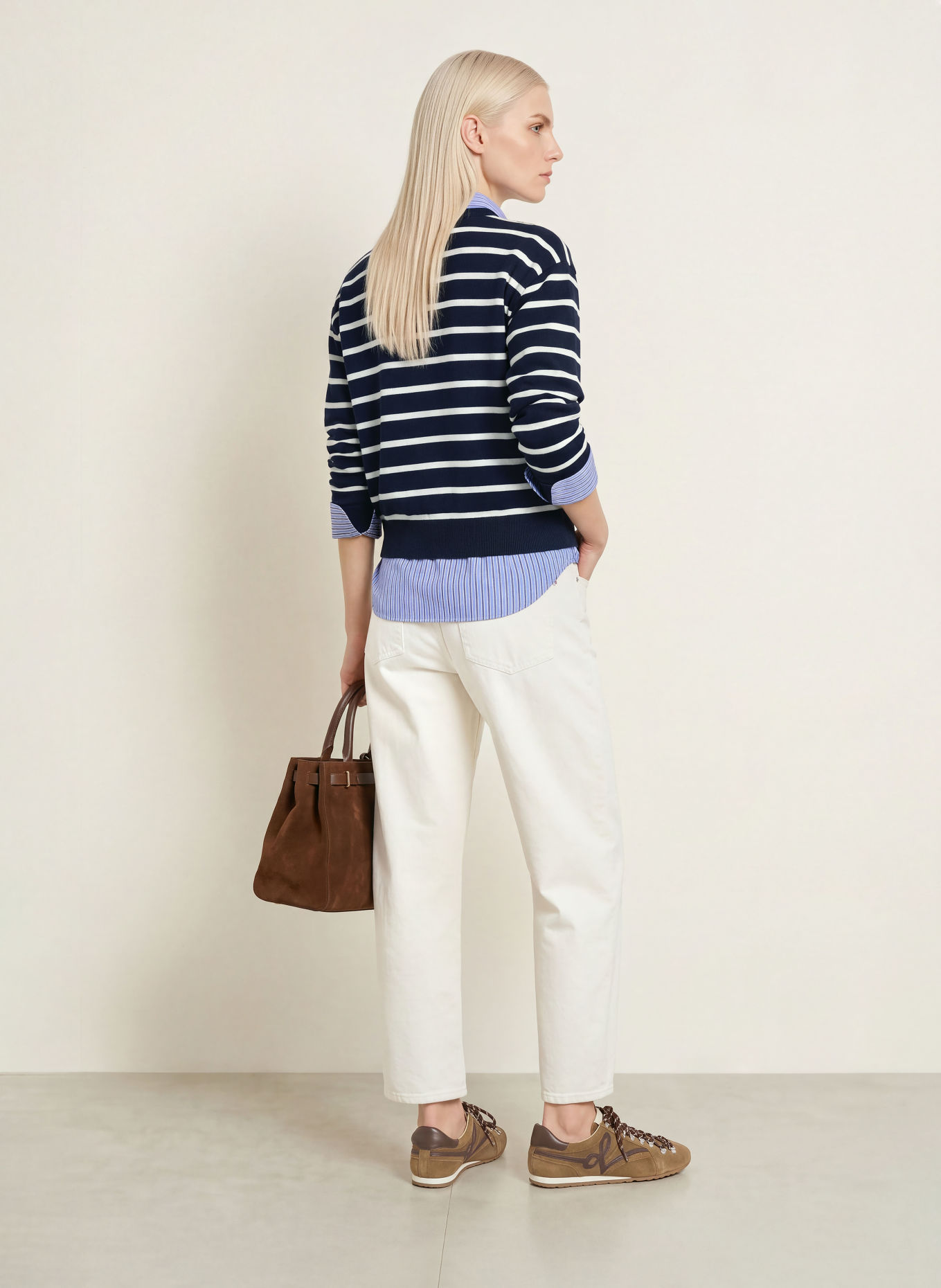 TOMMY HILFIGER Pullover: DUNKELBLAU / WEISS
