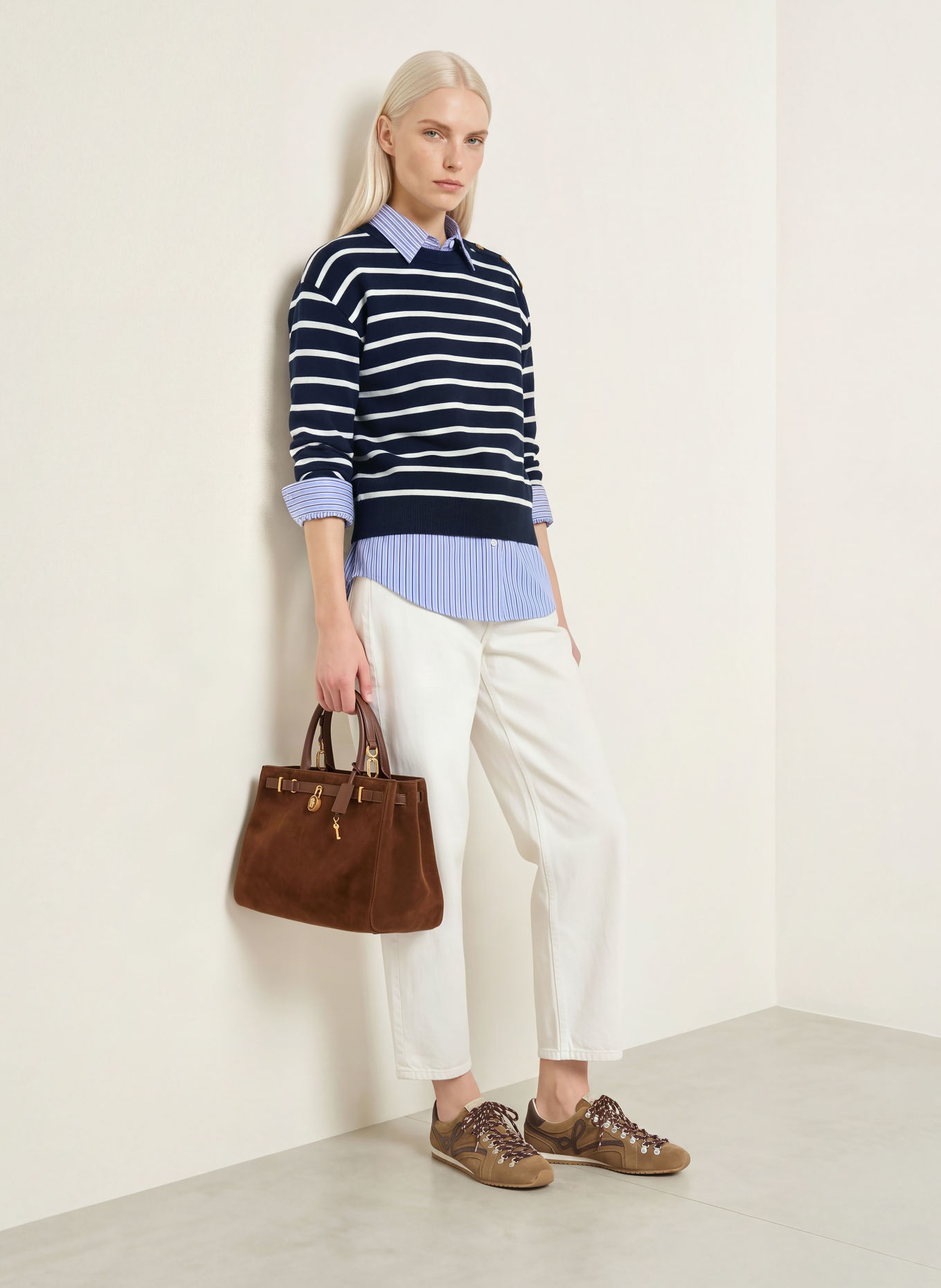 TOMMY HILFIGER Pullover: DUNKELBLAU / WEISS