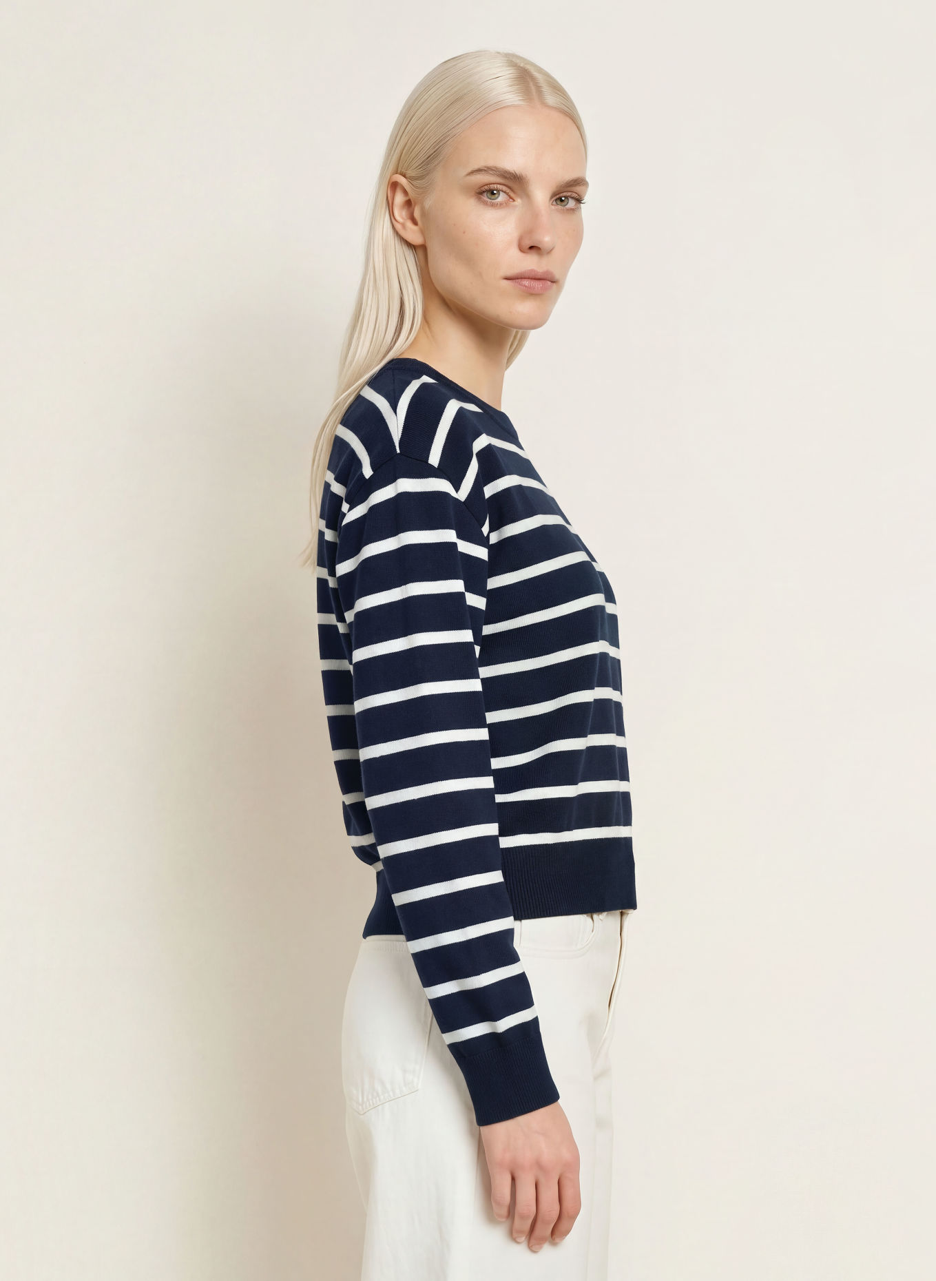 TOMMY HILFIGER Pullover: DUNKELBLAU / WEISS