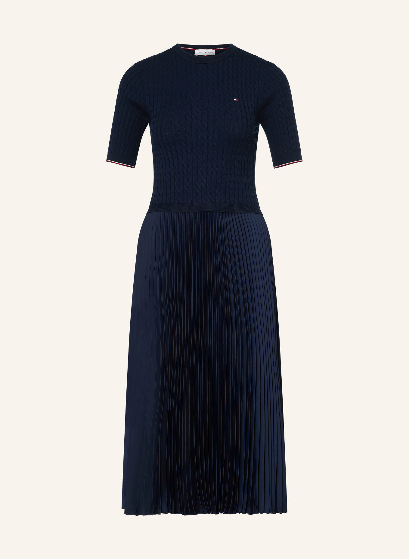 TOMMY HILFIGER Robe en maille mélangée avec des plis: BLEU FONCÉ