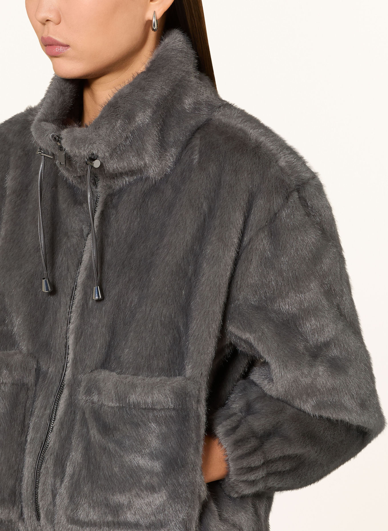 CATNOIR Kunstfell-Jacke: DUNKELGRAU