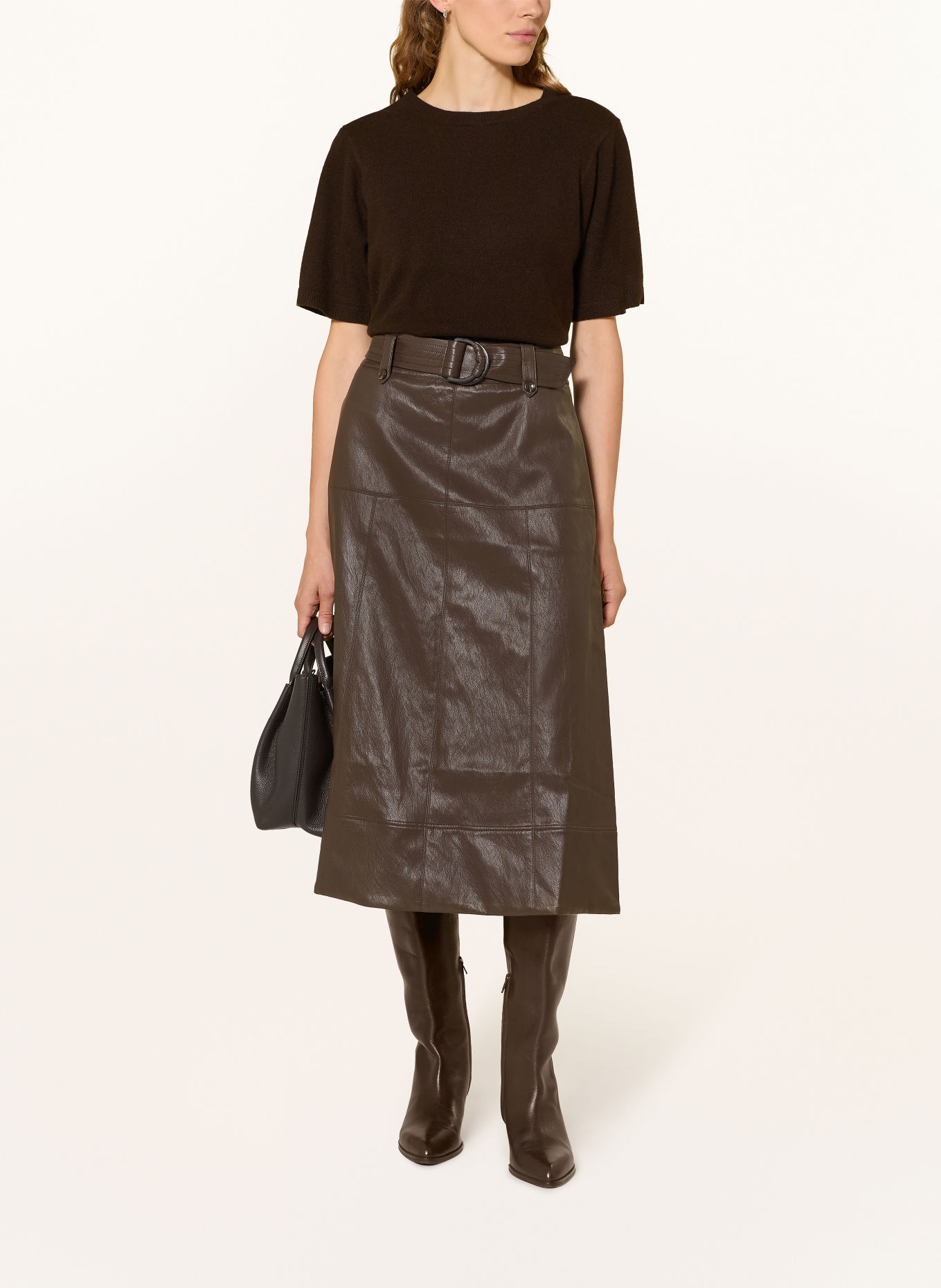 CATNOIR Jupe aspect cuir: MARRON FONCÉ