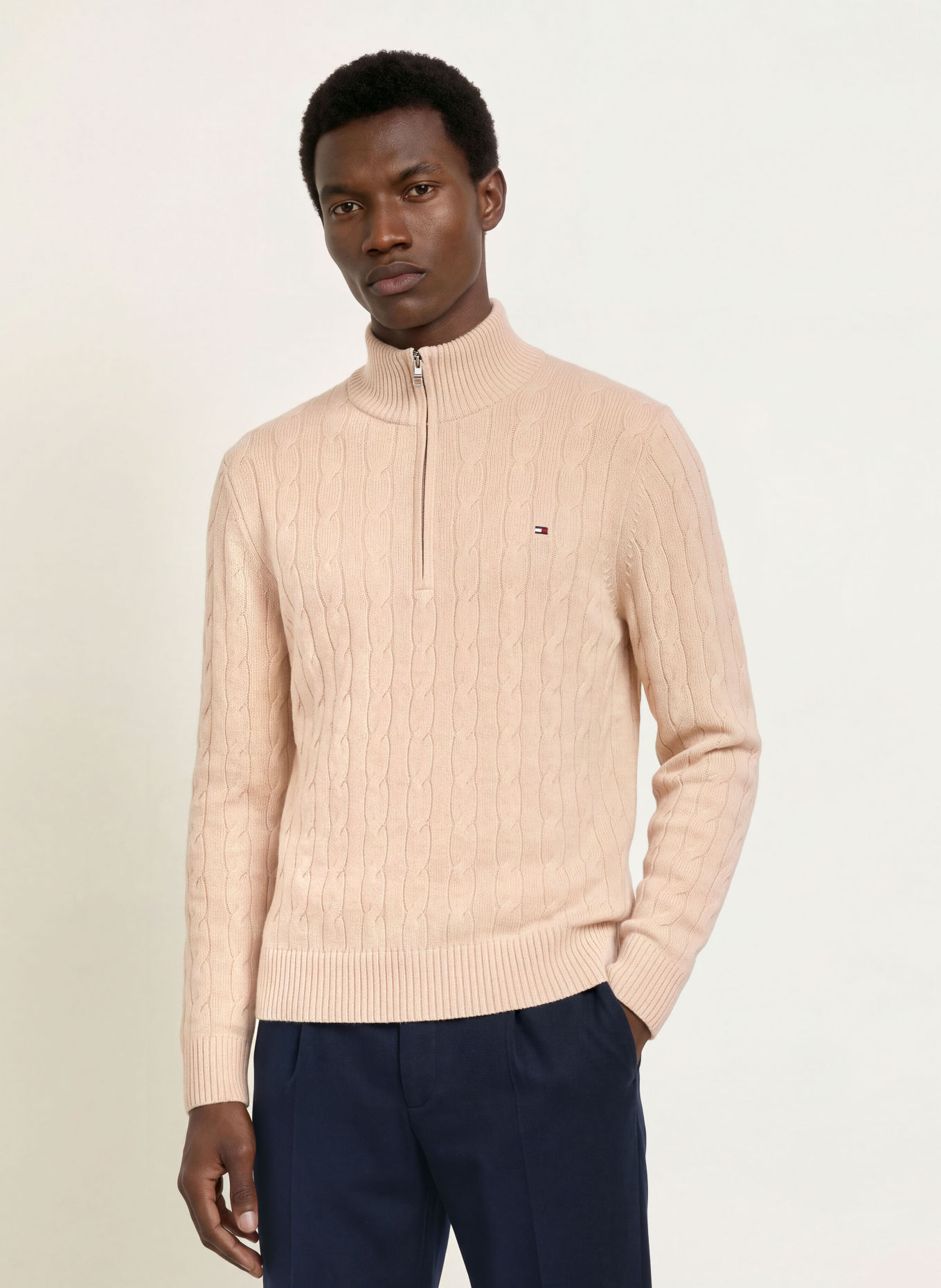 TOMMY HILFIGER Sweter typu troyer: KREMOWY