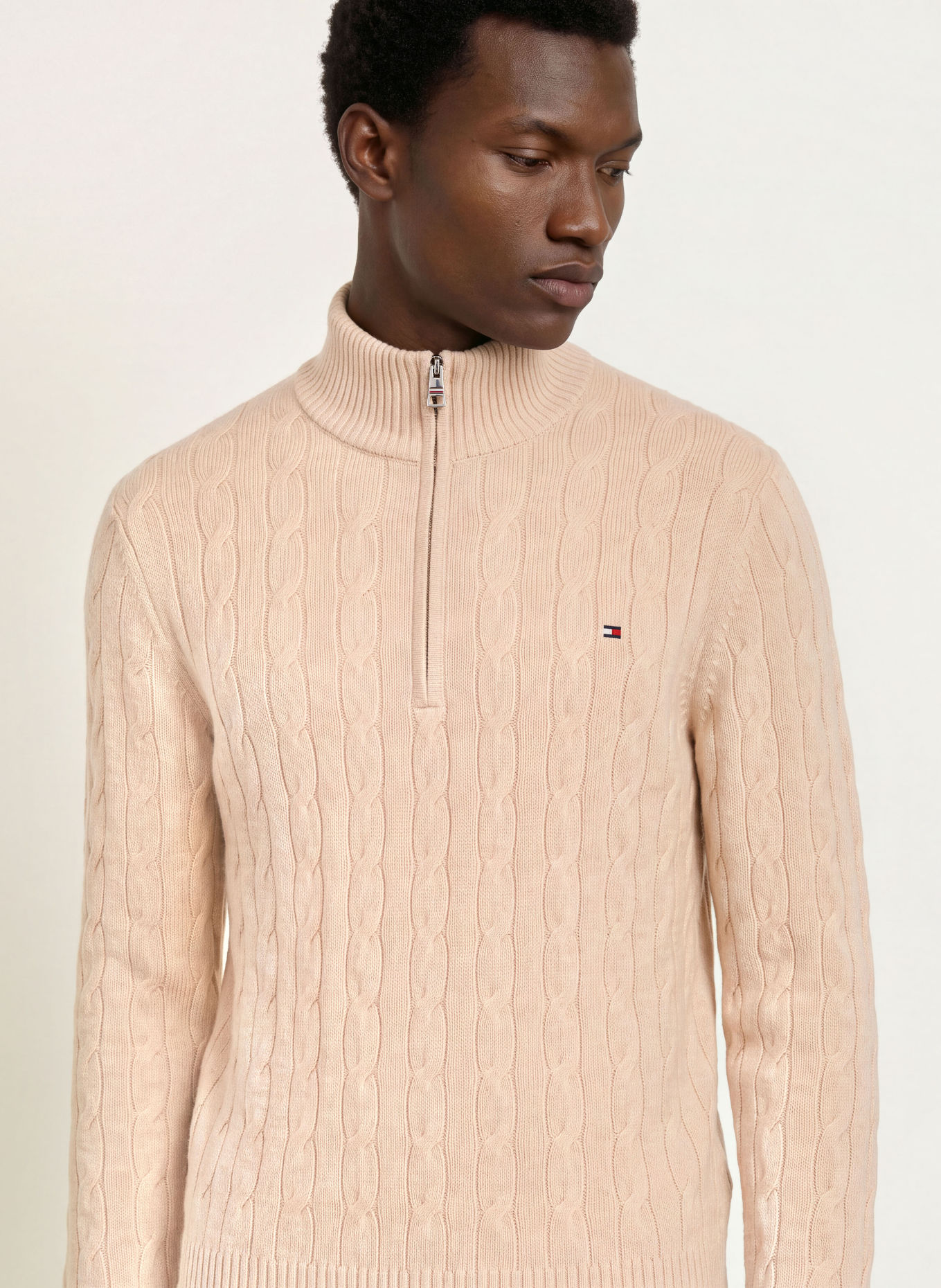 TOMMY HILFIGER Sweter typu troyer: KREMOWY