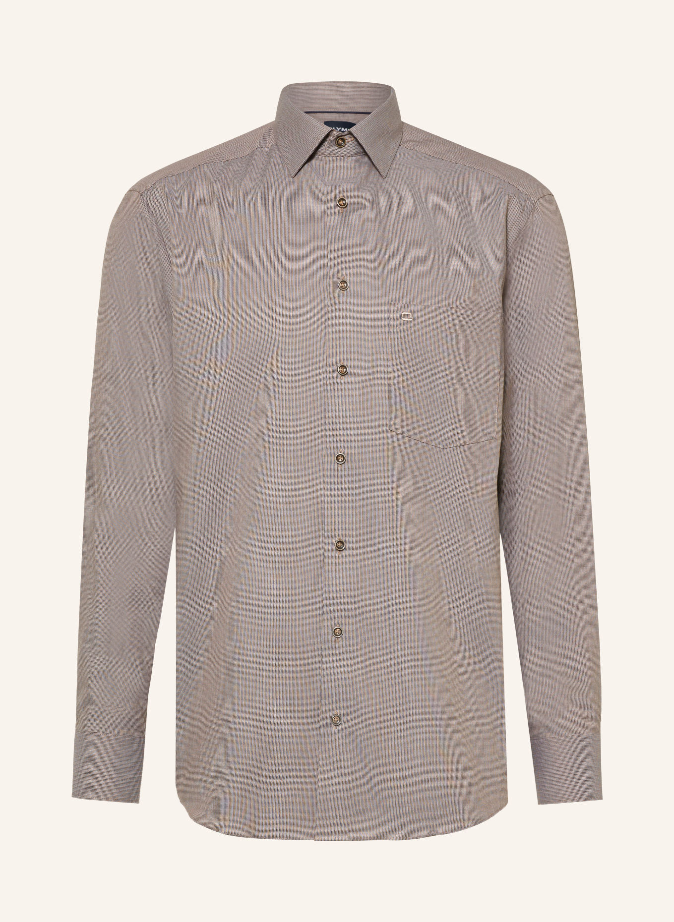 OLYMP Luxor Comfort Fit Shirt: DARK BROWN / ECRU