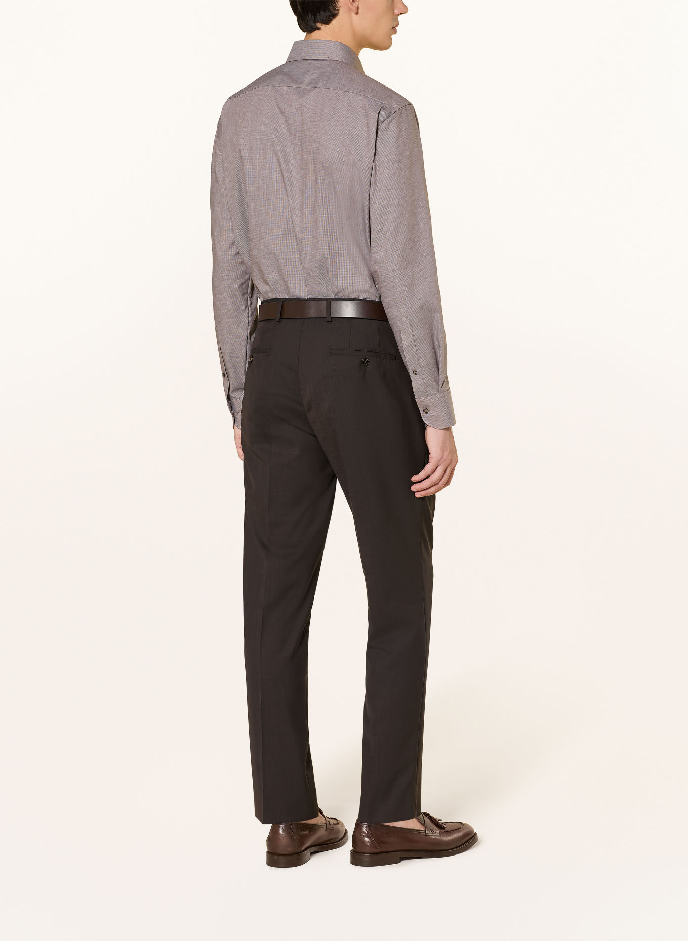 OLYMP Luxor Comfort Fit Shirt: DARK BROWN / ECRU