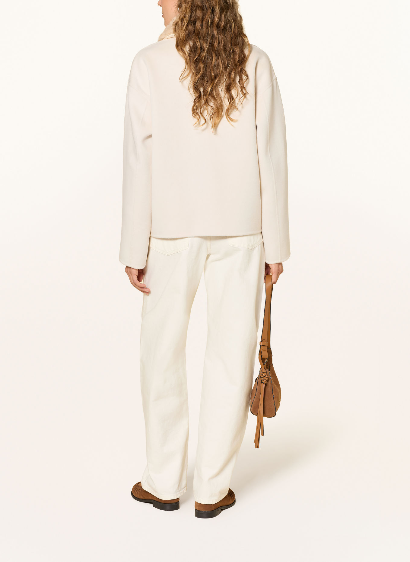 TOMMY HILFIGER Boxy jacket with a detachable faux fur collar: CREAM