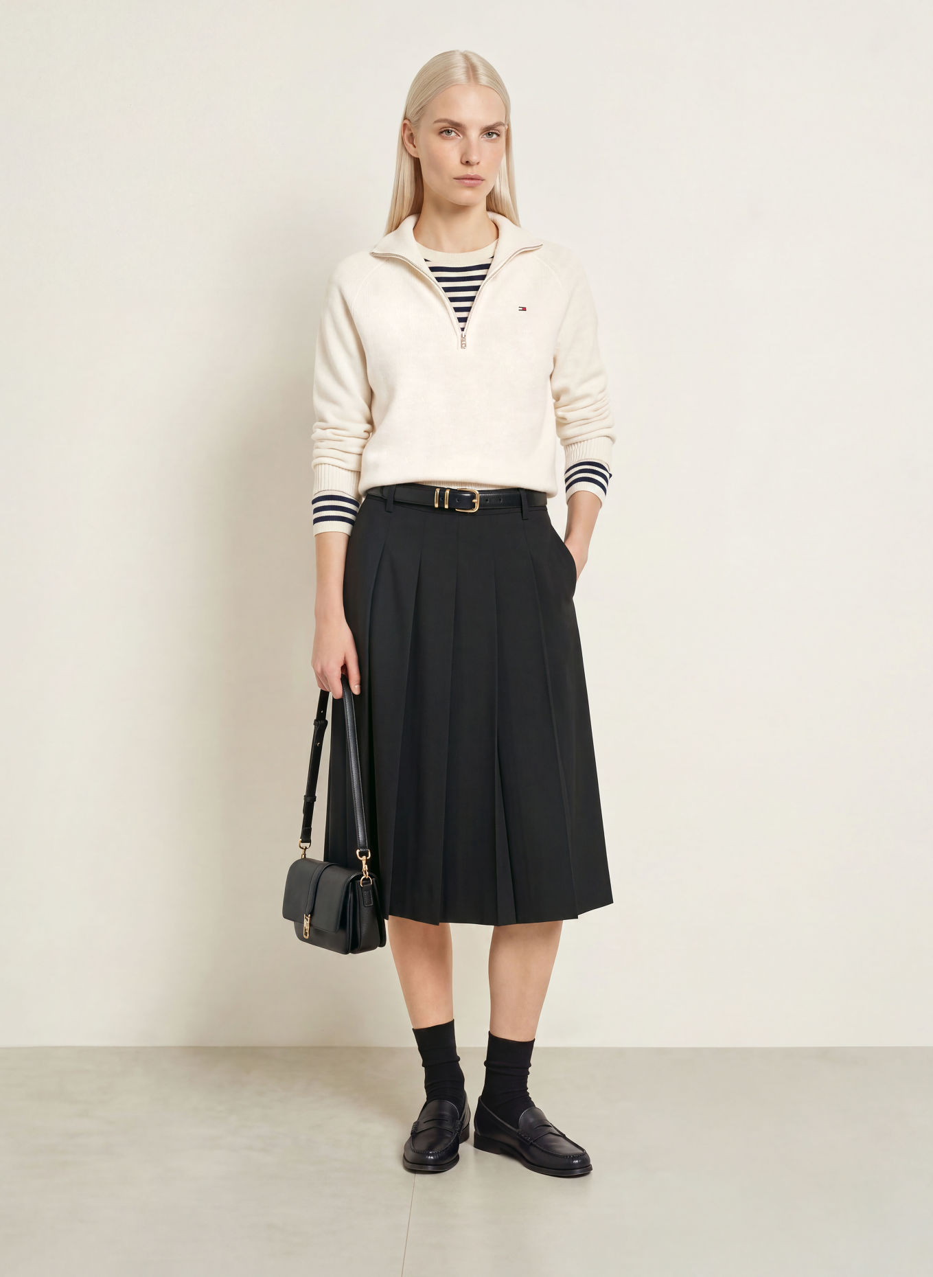 TOMMY HILFIGER Tröja med dragkedja: GRÄDDE