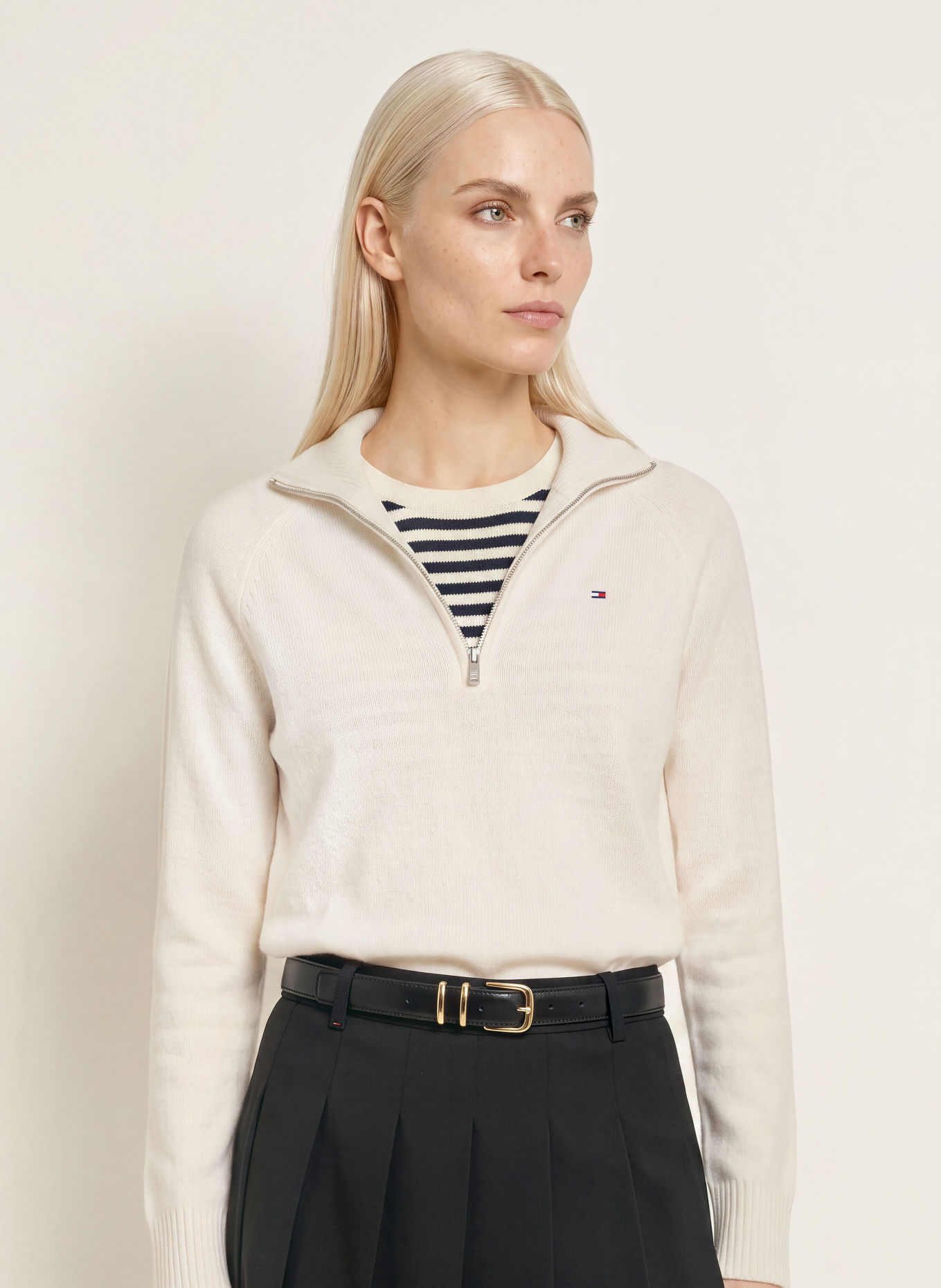 TOMMY HILFIGER Tröja med dragkedja: GRÄDDE