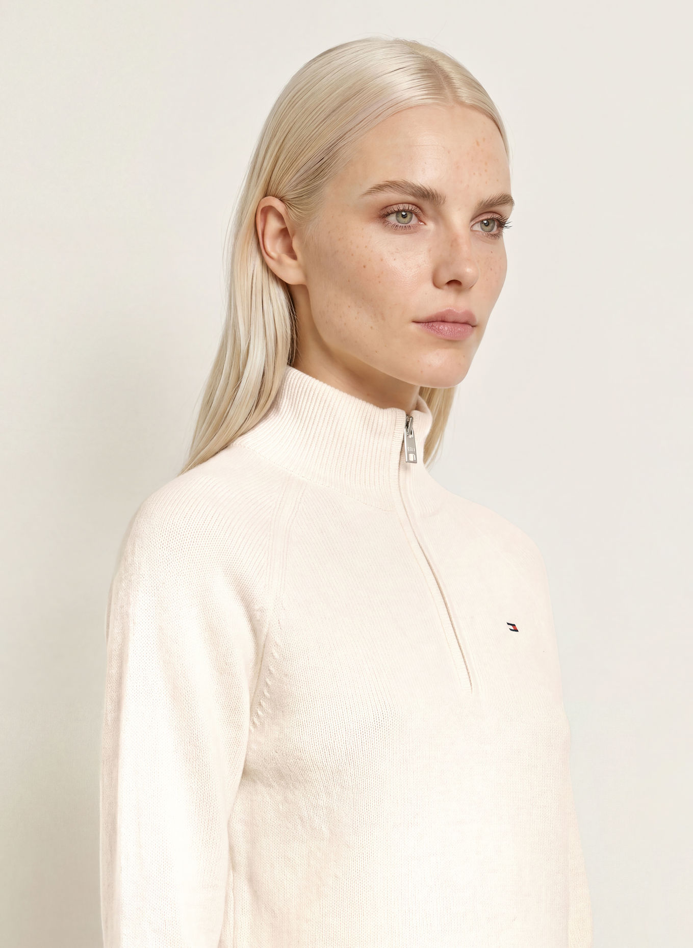 TOMMY HILFIGER Tröja med dragkedja: GRÄDDE