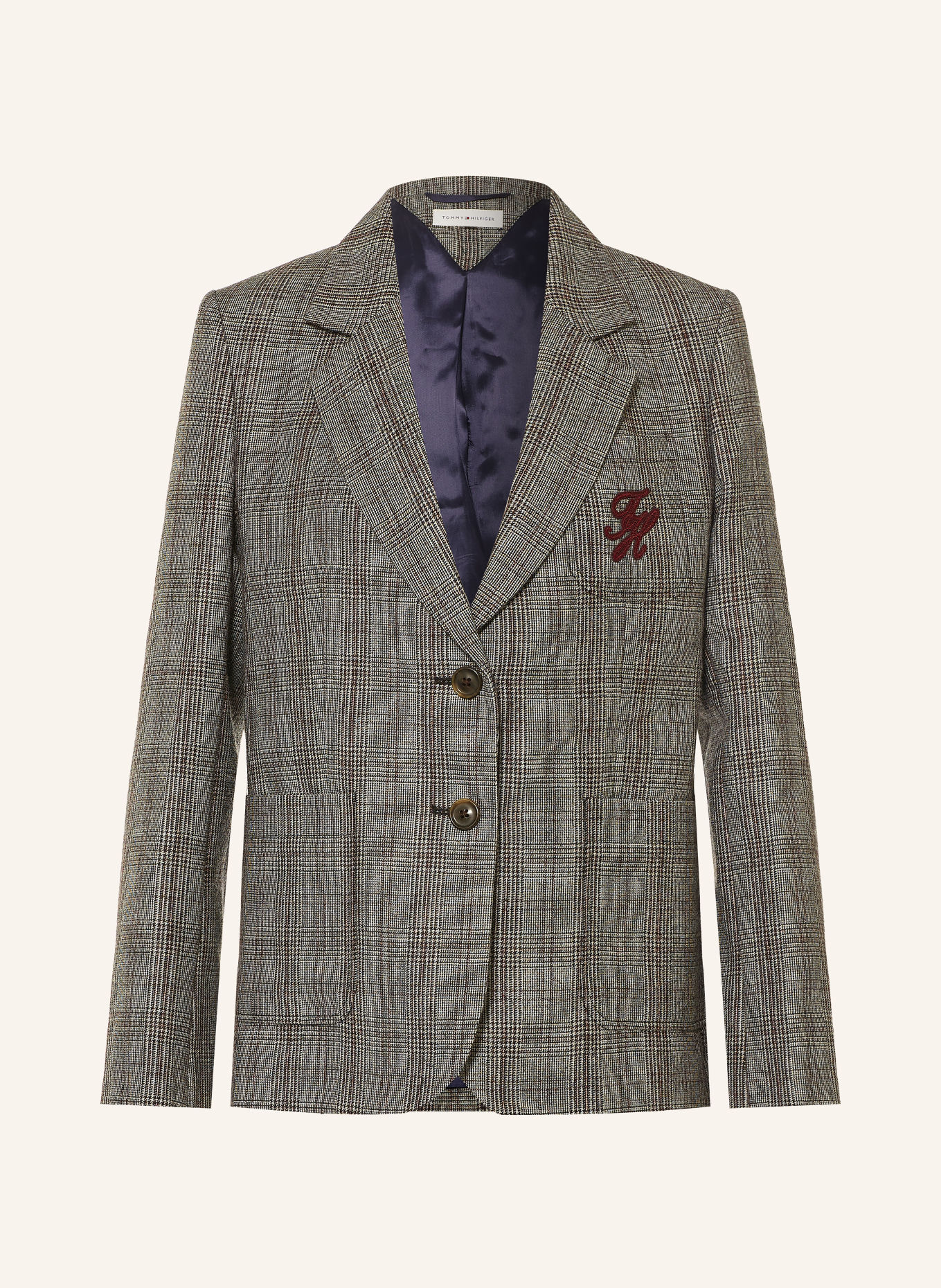 TOMMY HILFIGER Blazer: DARK GRAY / LIGHT GRAY / DARK RED