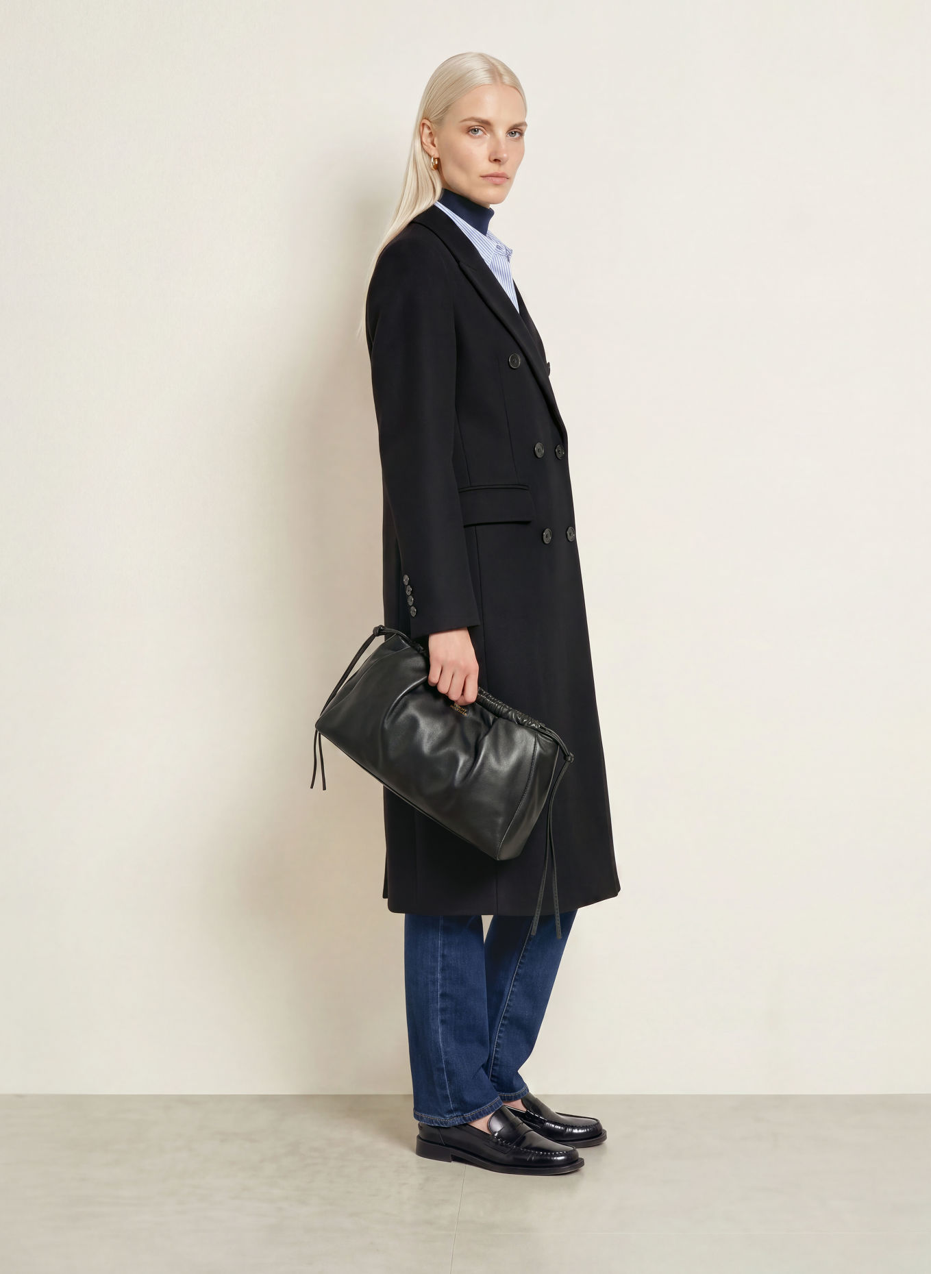 TOMMY HILFIGER Wollen mantel: ZWART