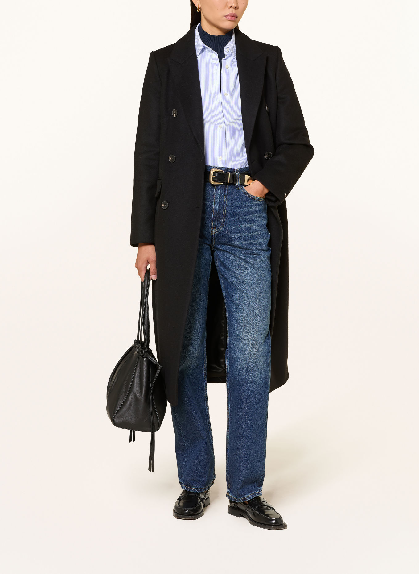 TOMMY HILFIGER Wollen mantel: ZWART
