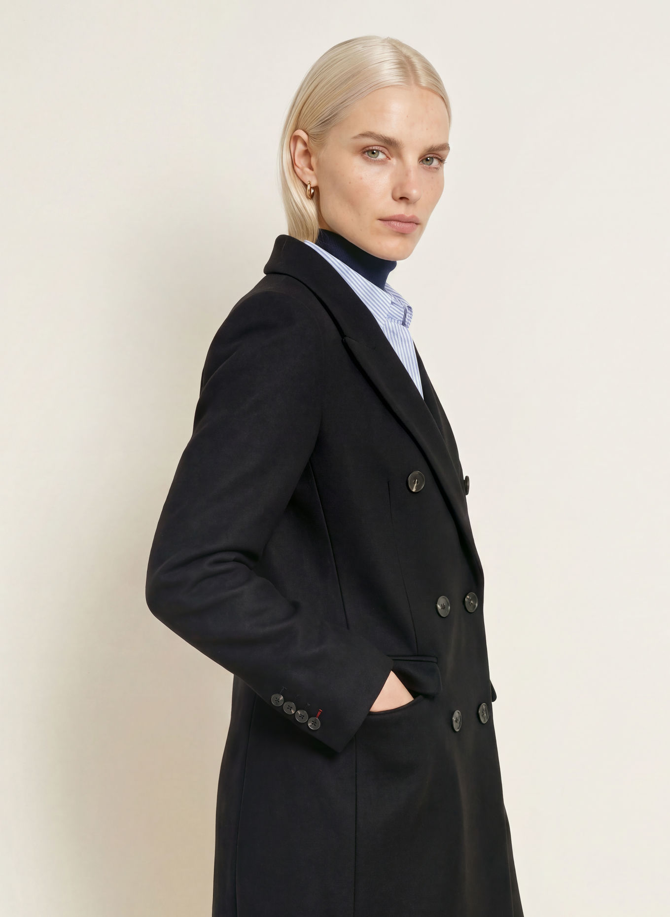TOMMY HILFIGER Wollen mantel: ZWART