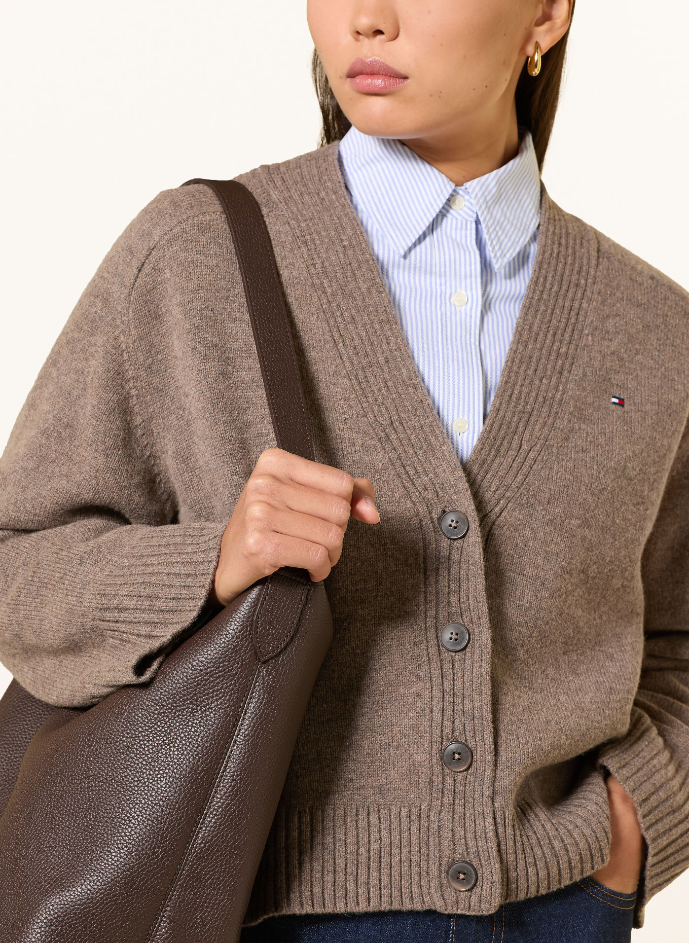 TOMMY HILFIGER Cardigan: TAUPE