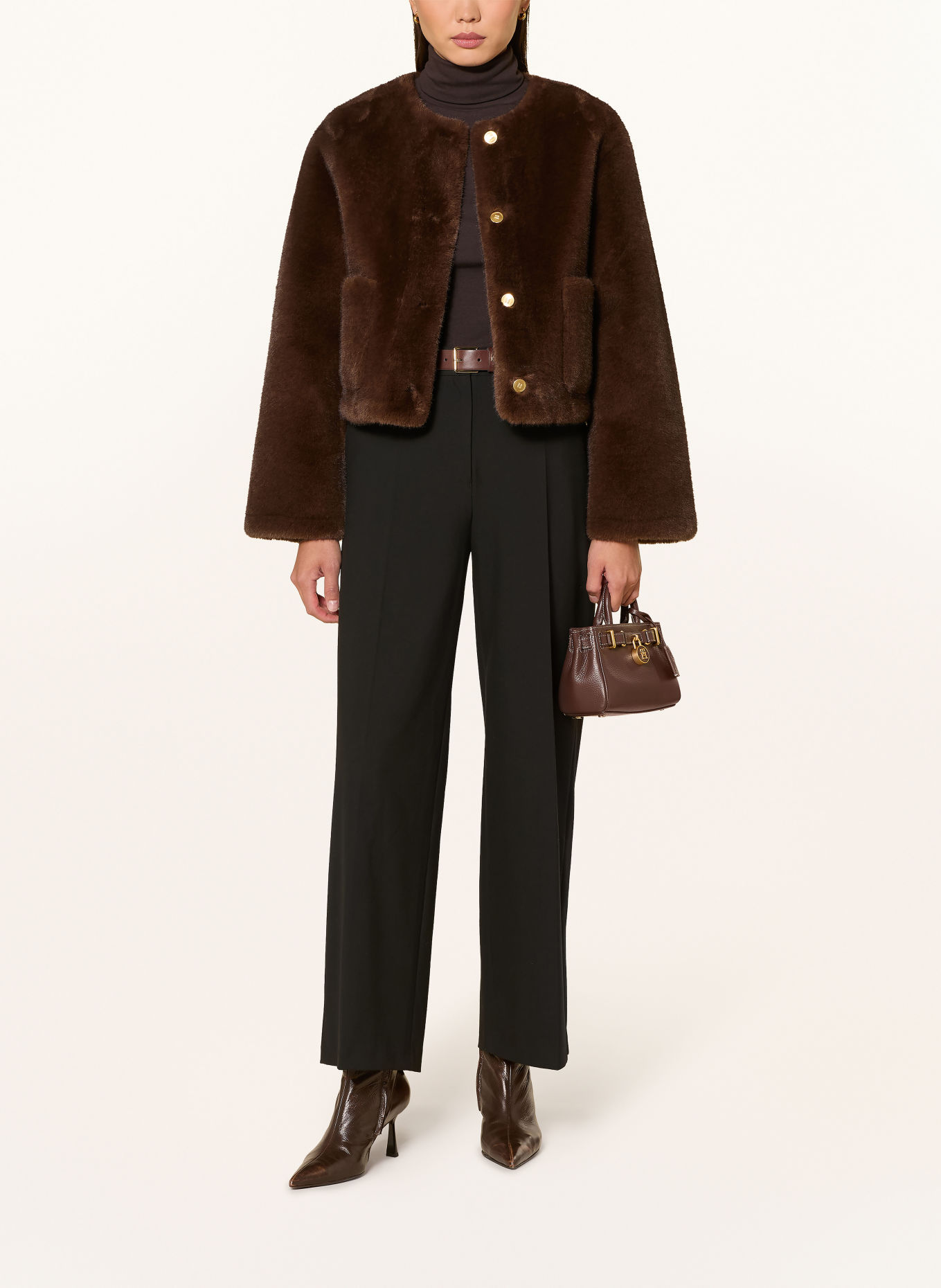 TOMMY HILFIGER Kunstfell-Jacke: BRAUN