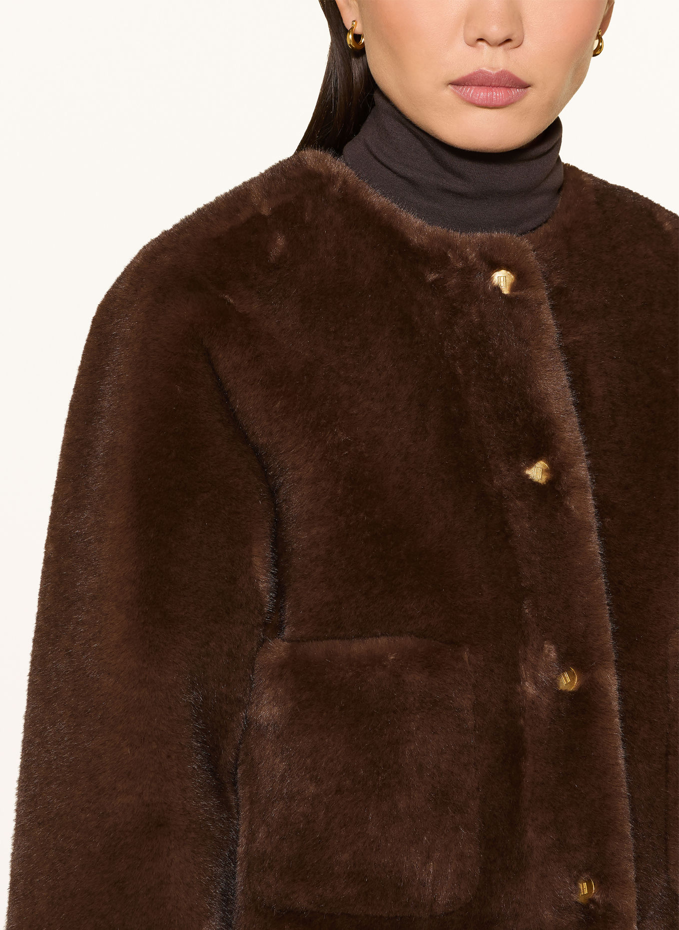 TOMMY HILFIGER Kunstfell-Jacke: BRAUN