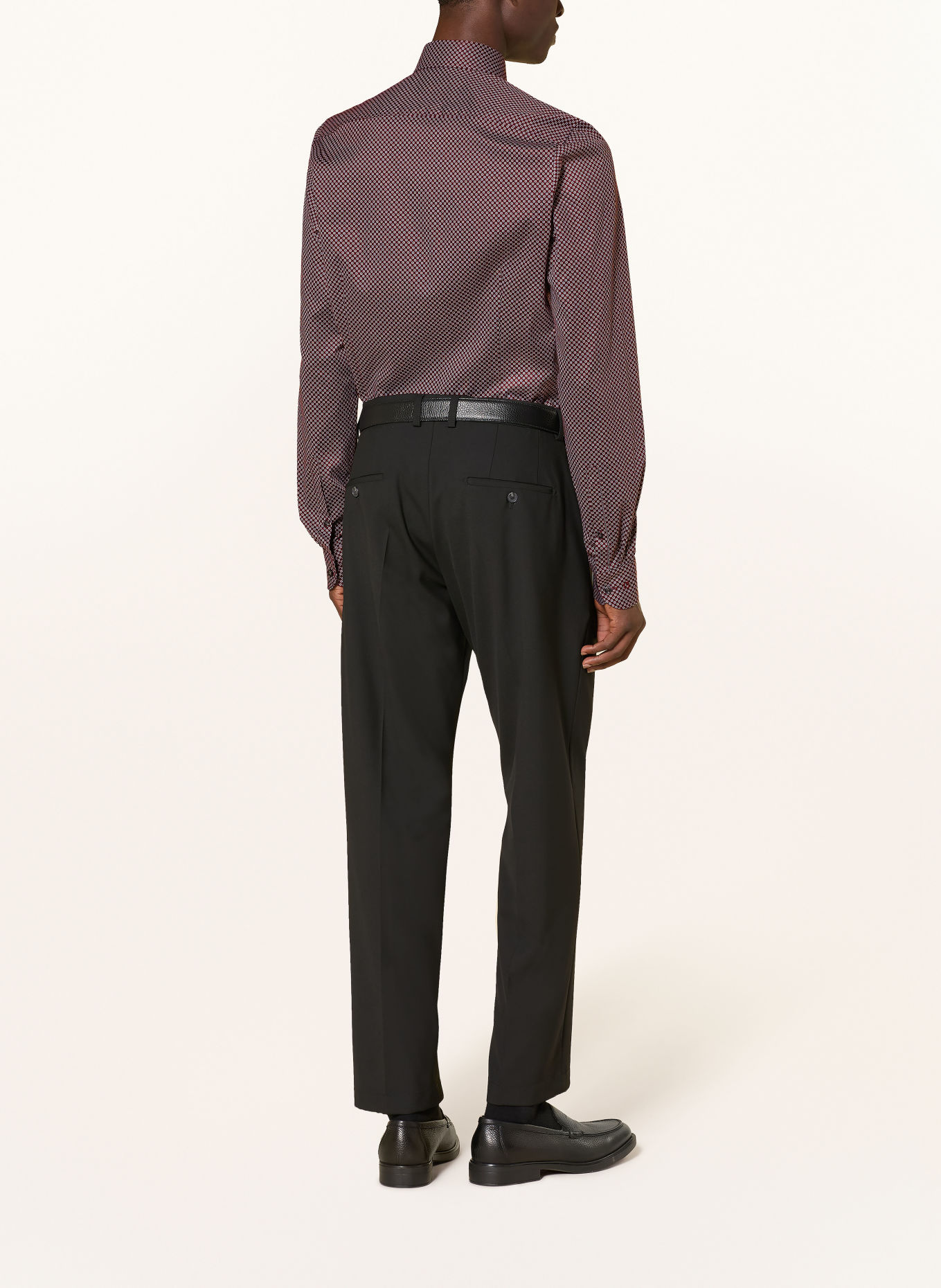 OLYMP Chemise Level Five coupe ajustée: ROUGE FONCÉ / BLEU CLAIR / BLANC