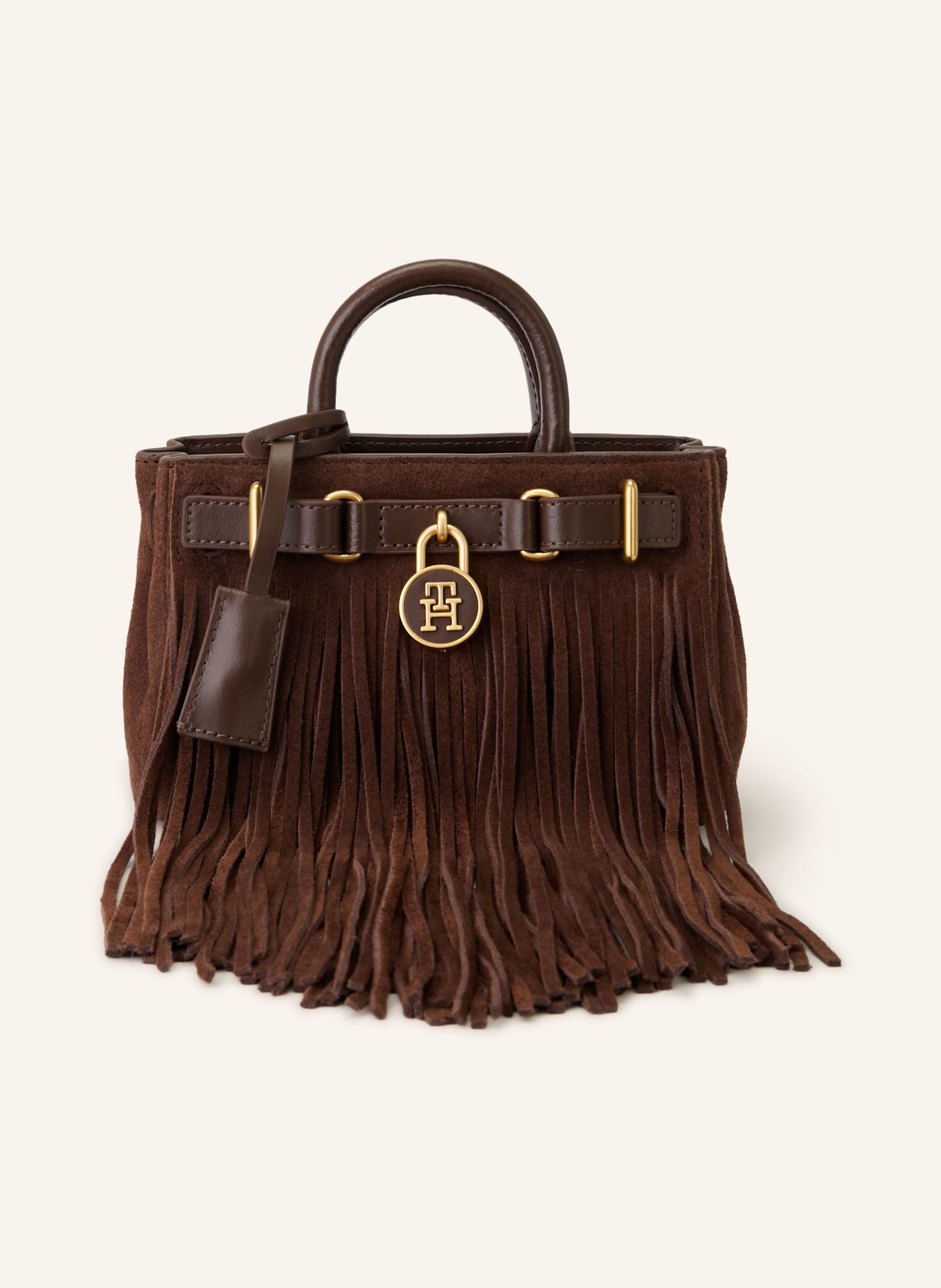 TOMMY HILFIGER Handtasche: DUNKELBRAUN / GOLD