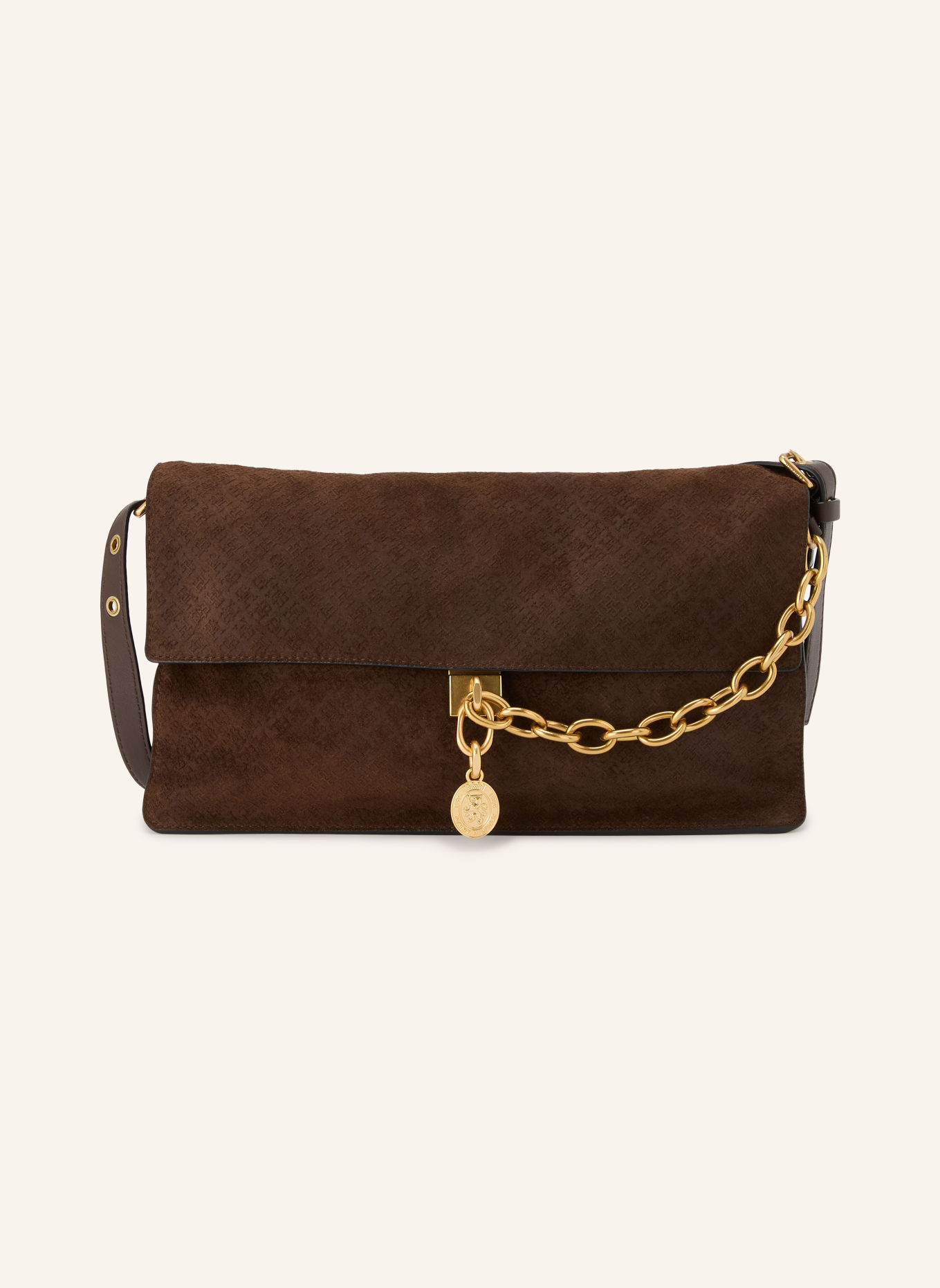 TOMMY HILFIGER Sac épaule: MARRON FONCÉ / OR