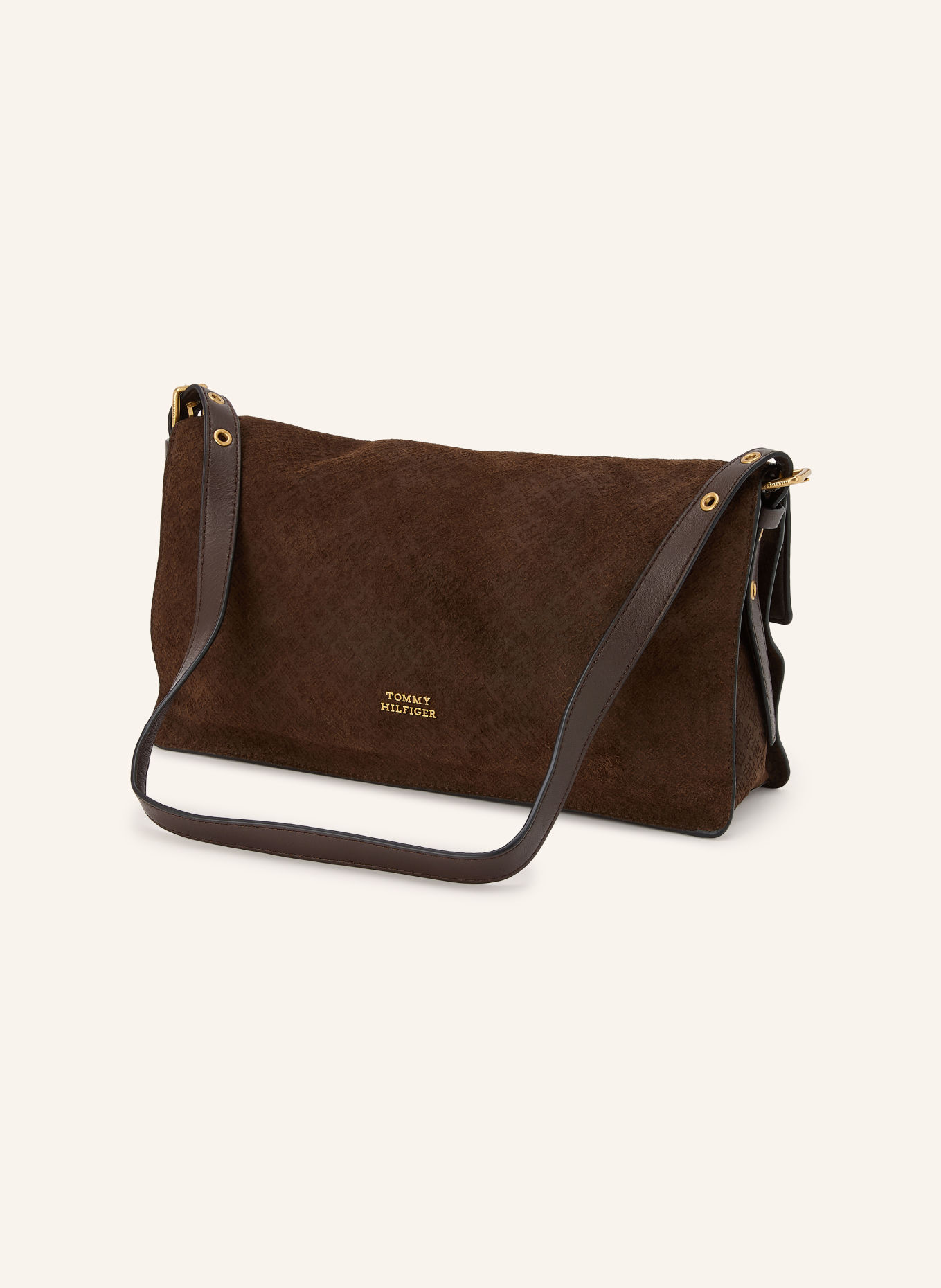 TOMMY HILFIGER Sac épaule: MARRON FONCÉ / OR