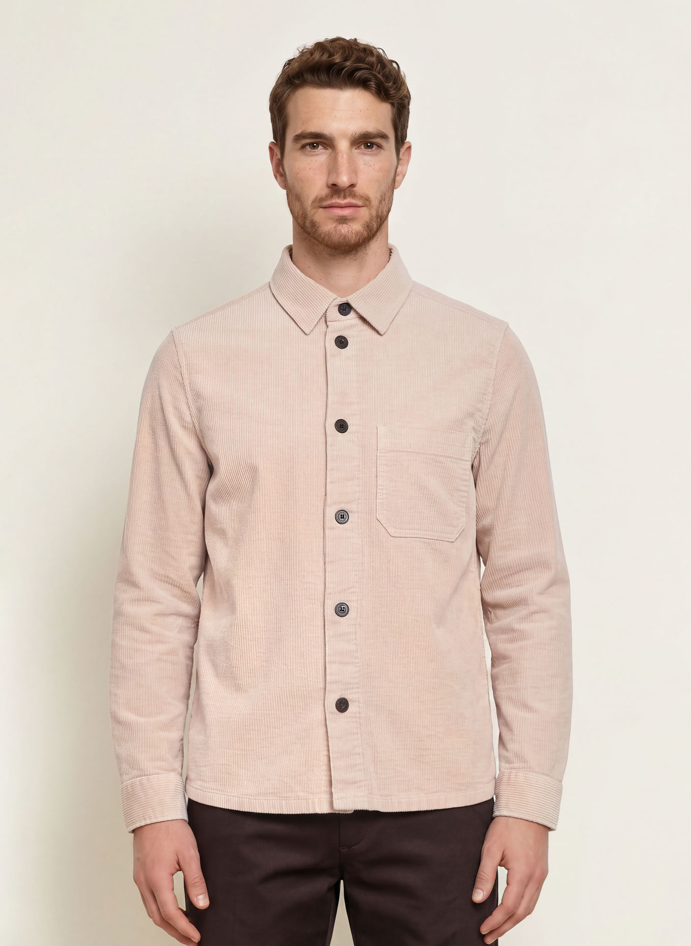 OLYMP Overshirt i fløjl: BEIGE