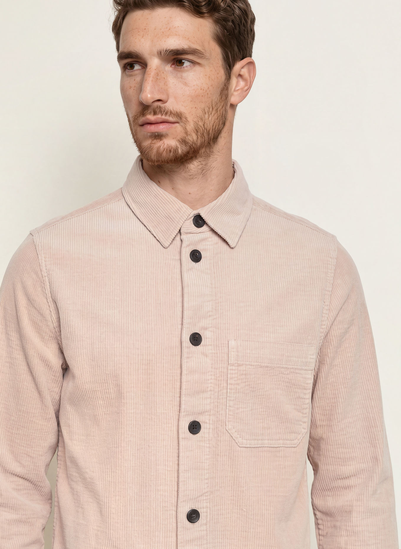 OLYMP Overshirt i fløjl: BEIGE