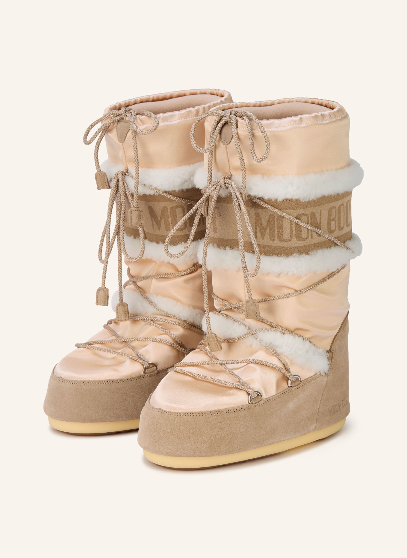 MOON BOOT Moonboots ICON PEARLY PLUS: LICHTBRUIN / BEIGE / CRÈME