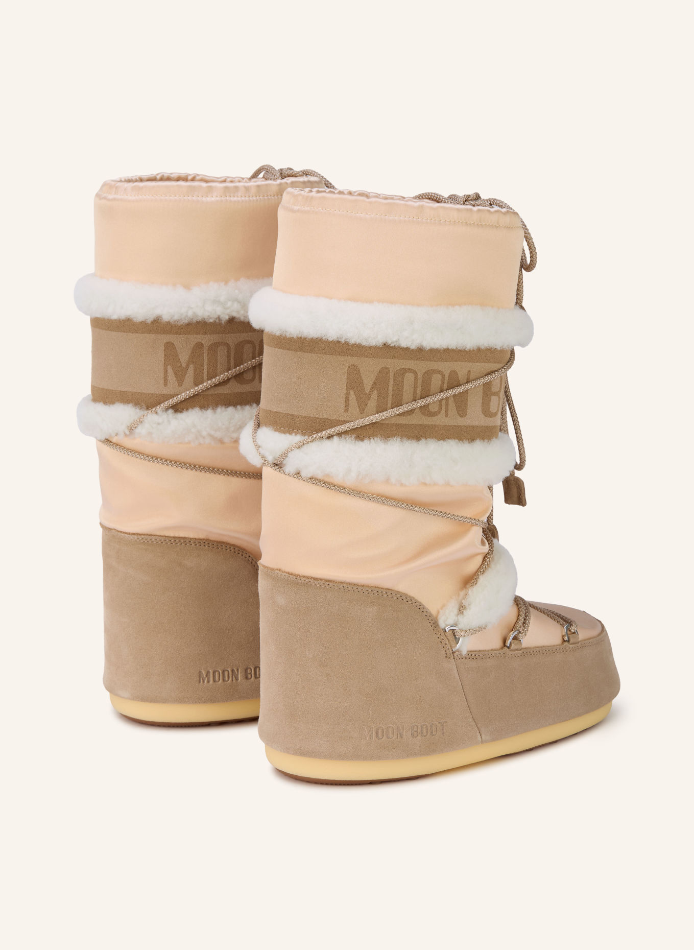 MOON BOOT Moonboots ICON PEARLY PLUS: LICHTBRUIN / BEIGE / CRÈME