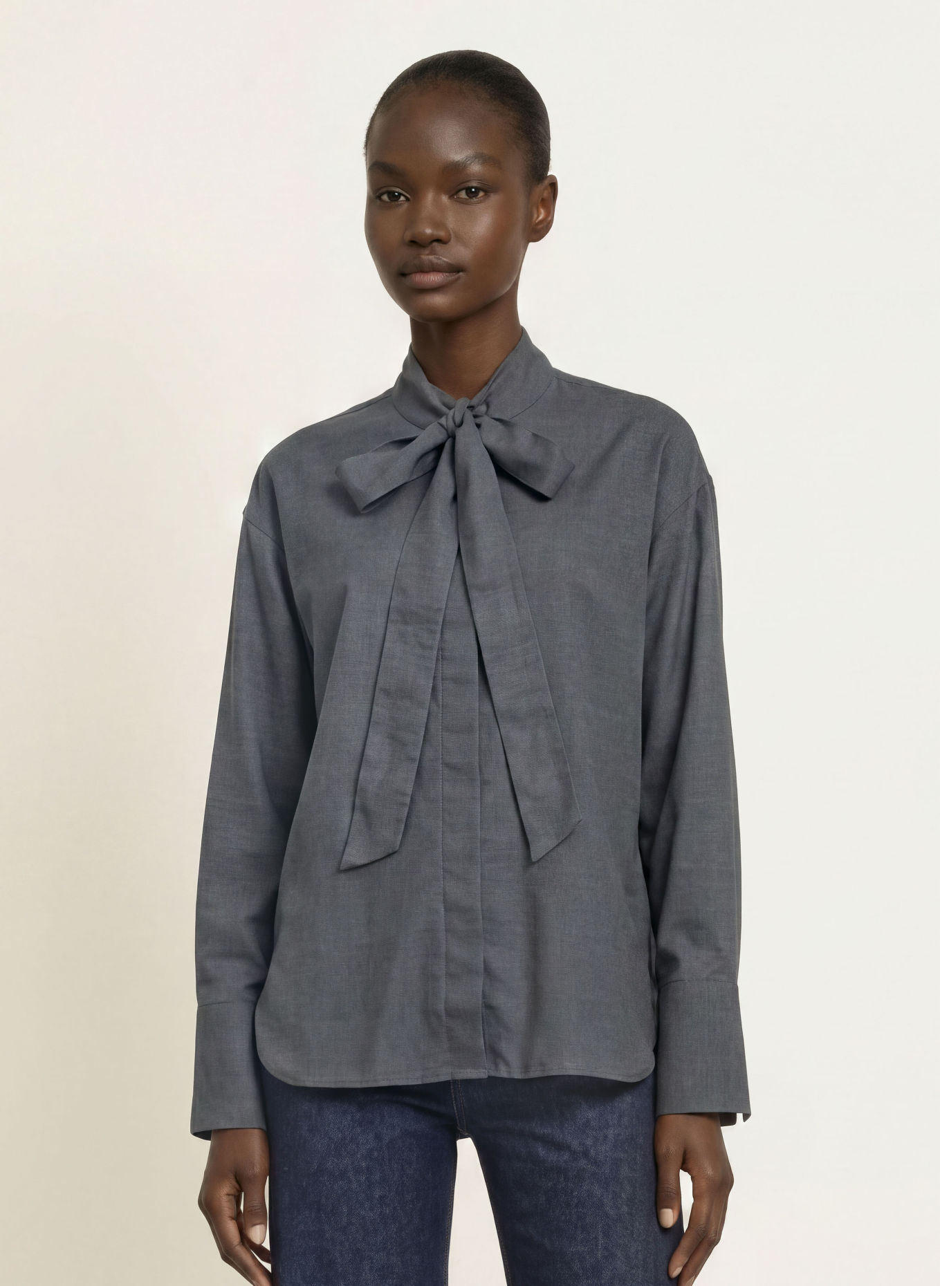 CLOSED Strikblouse: DONKERGRIJS
