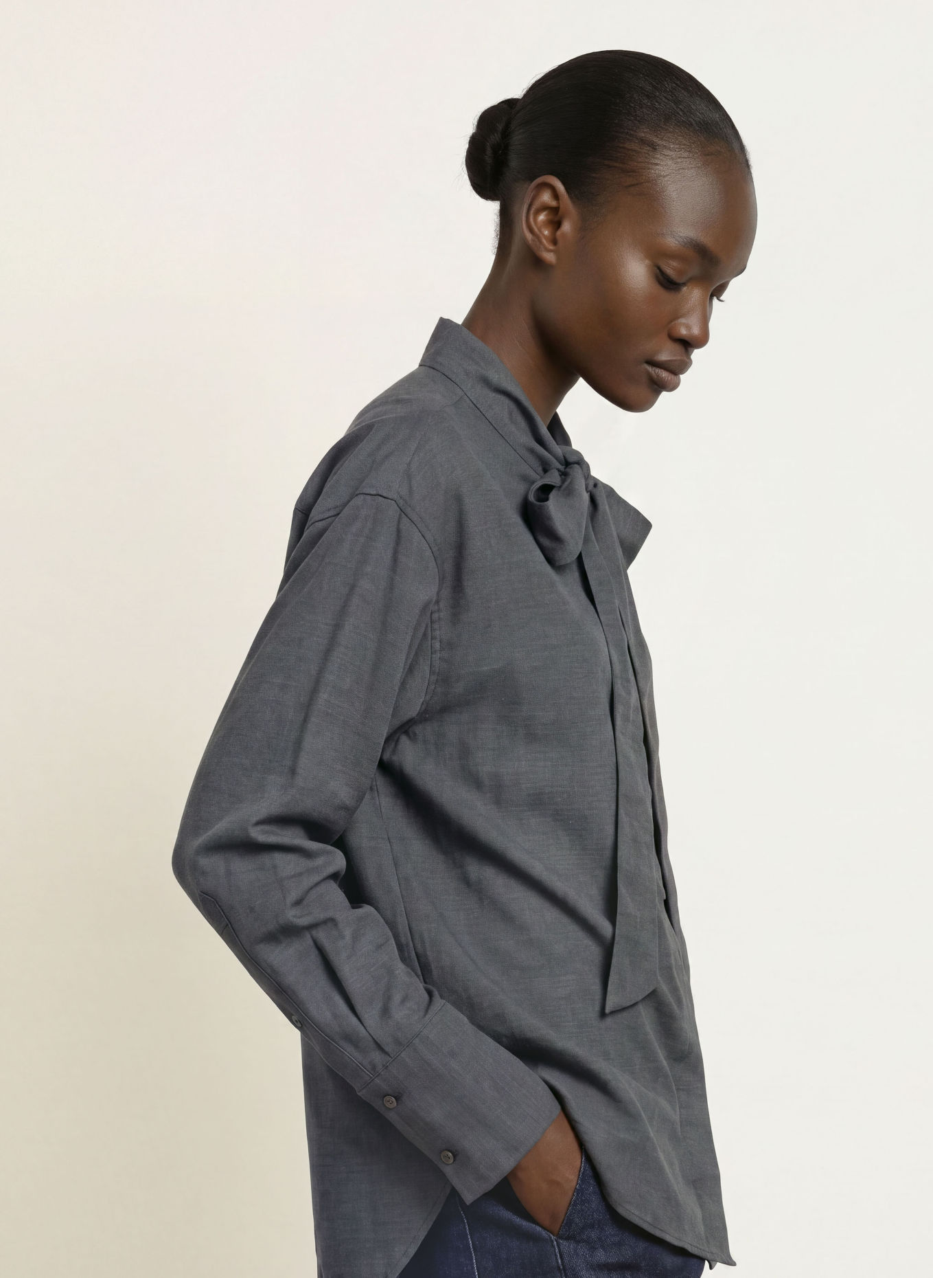 CLOSED Strikblouse: DONKERGRIJS