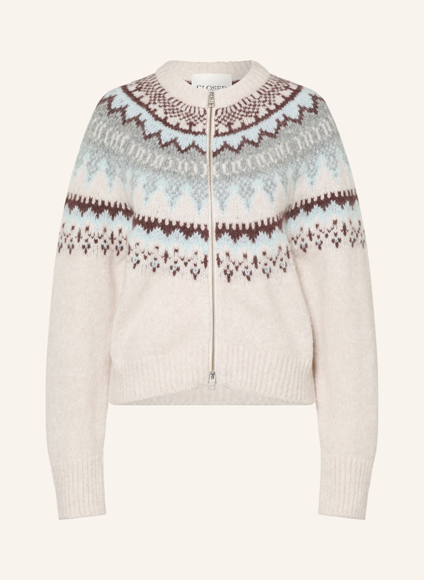 CLOSED Strickjacke: CREME / DUNKELBRAUN / GRAU