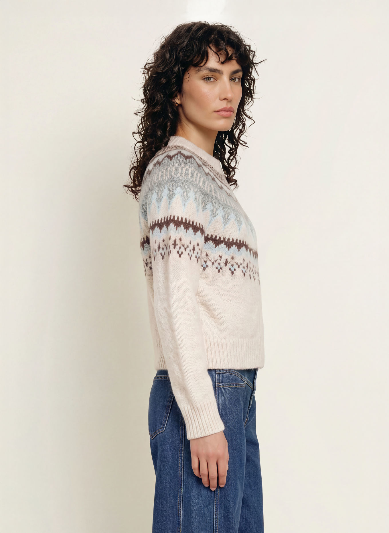 CLOSED Strickjacke: CREME / DUNKELBRAUN / GRAU